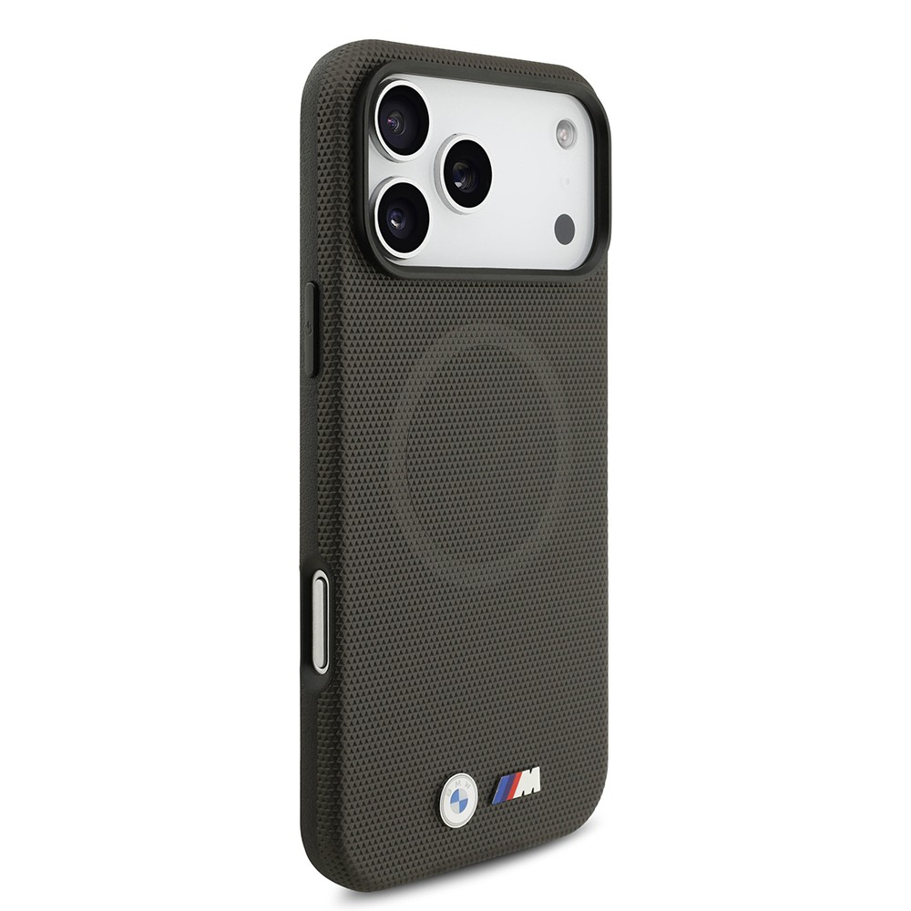 Apple iPhone 17 Pro Max Kılıf BMW Orjinal Lisanslı M-safe Şarj Özellikli Metal Logolu Delikli M Dizayn Deri Kapak