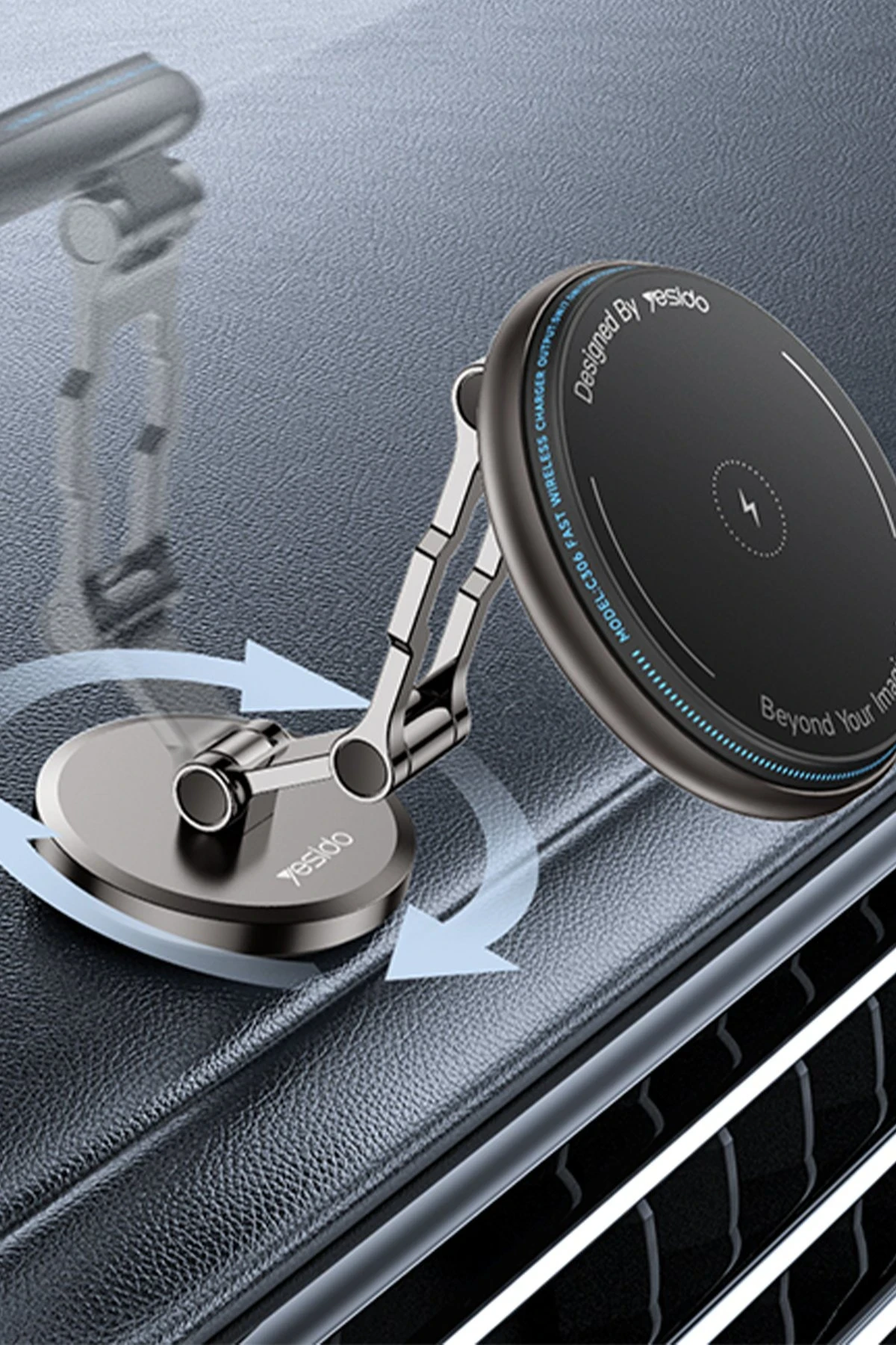 Yesido C306 Yapışkanlı 360 Derece Ayarlanabilir 15W Kablosuz Şarjlı Magsafe Araç Tutucu