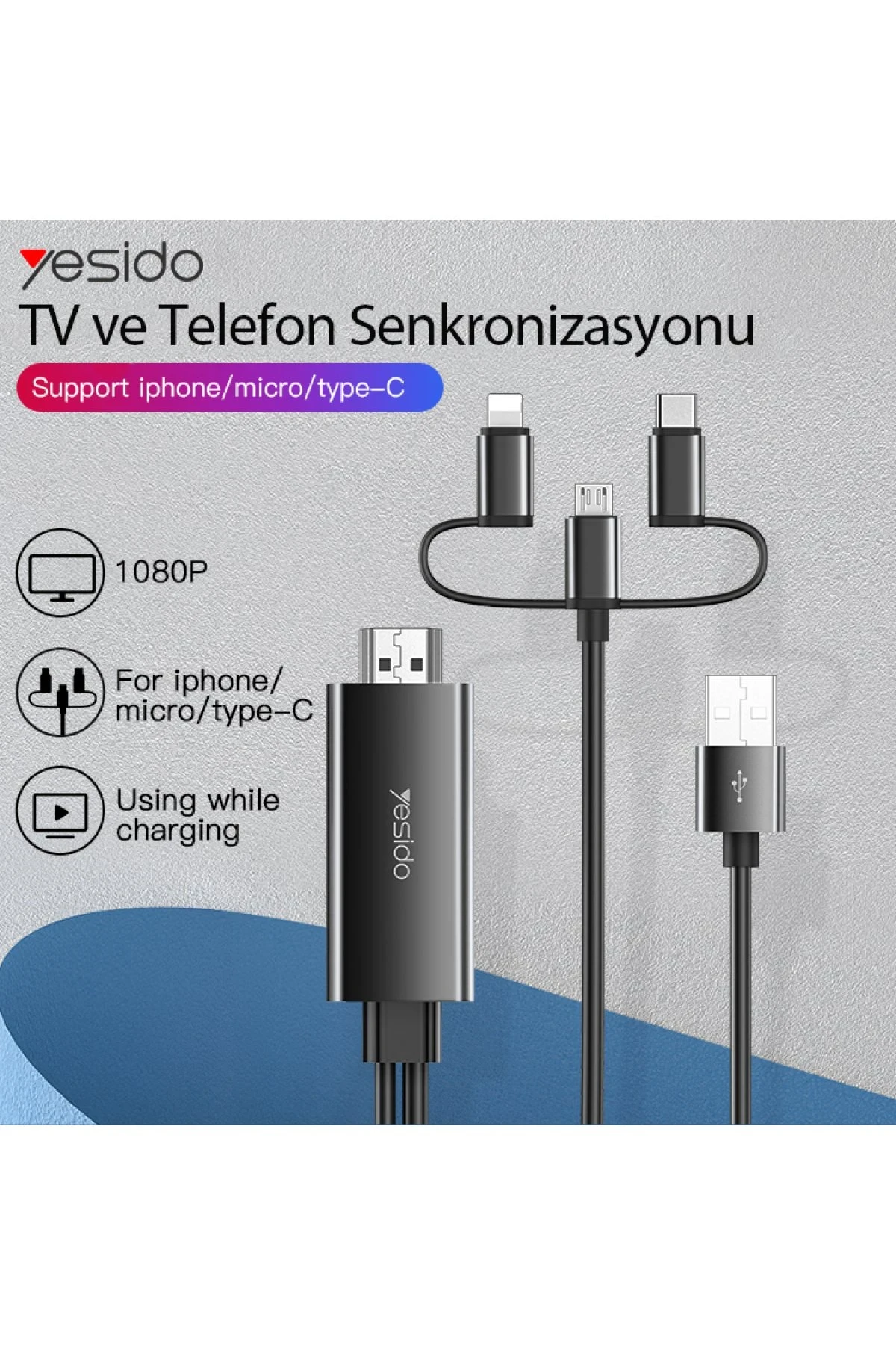Yesido HM05 1.8m FHD 3in1 to HDMI Kablo