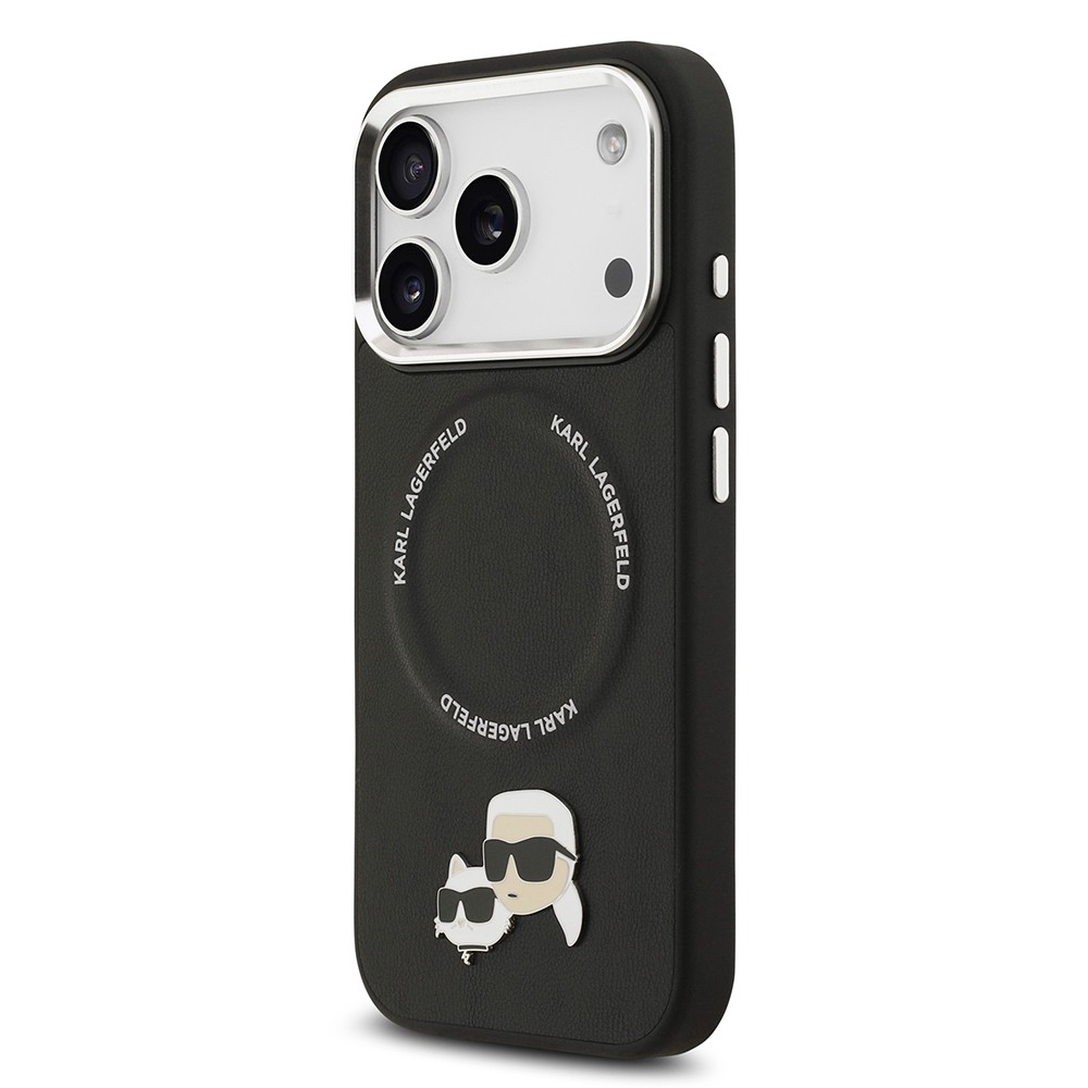 Apple iPhone 17 Pro Kılıf Karl Lagerfeld Orjinal Lisanslı M-safe Şarj Özellikli Metal Kamera ve Buton Tasarımlı K&C PU Deri Kapak
