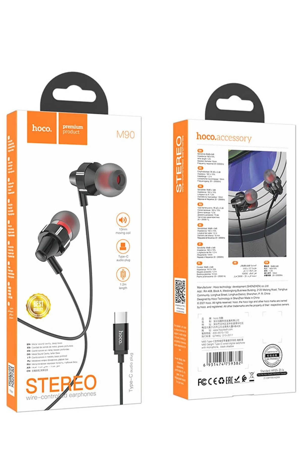 Hoco. M90 Delight 1.2M Type-C Dijital Mikrofonlu Kablolu Kulaklık