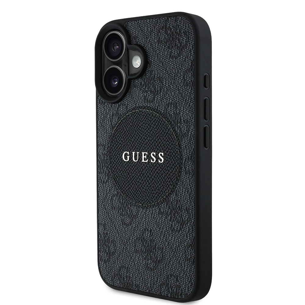 Apple iPhone 16 Kılıf Guess Orjinal Lisanslı M-safe Şarj Özellikli Yazı Logolu Circle Classic Kapak