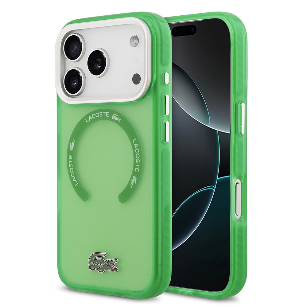 Apple iPhone 17 Pro Kılıf Lacoste Orjinal Lisanslı M-safe Şarj Özellikli İkonik Timsah Logolu Buzlu Kapak