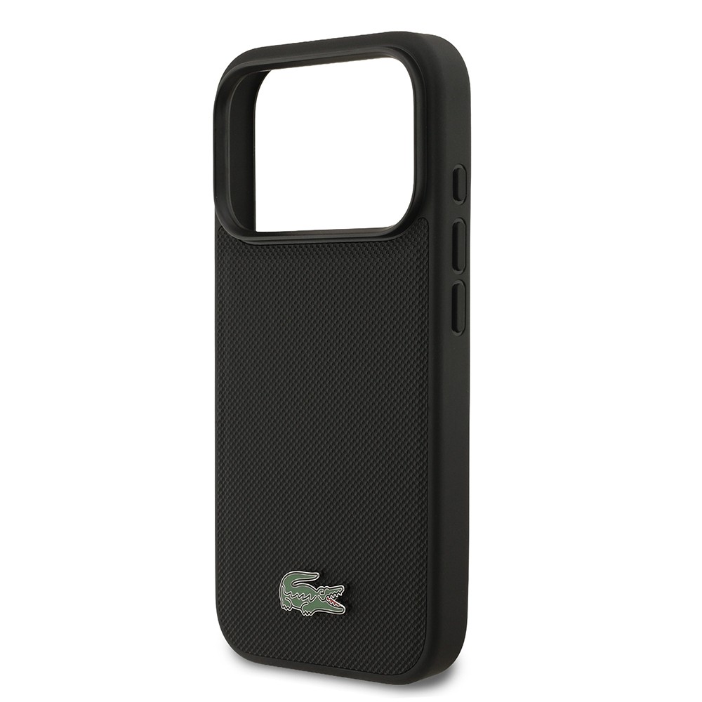 Apple iPhone 17 Pro Kılıf Lacoste Orjinal Lisanslı M-safe Şarj Özellikli PU Pike Desenli Metal Logolu Kartlıklı Kapak