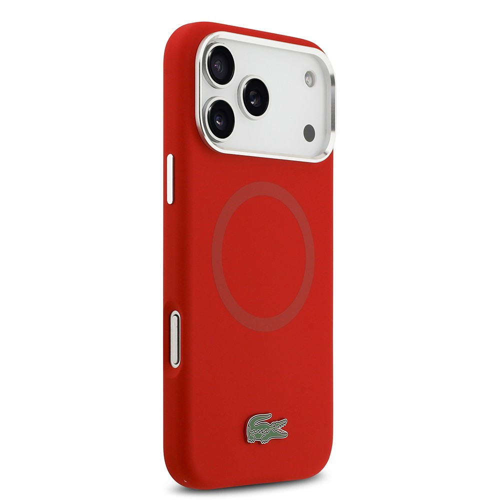 Apple iPhone 17 Pro Max Kılıf Lacoste Orjinal Lisanslı M-safe Şarj Özellikli İkonik Logolu Metal Kamera Çerçeveli Silikon Kapak