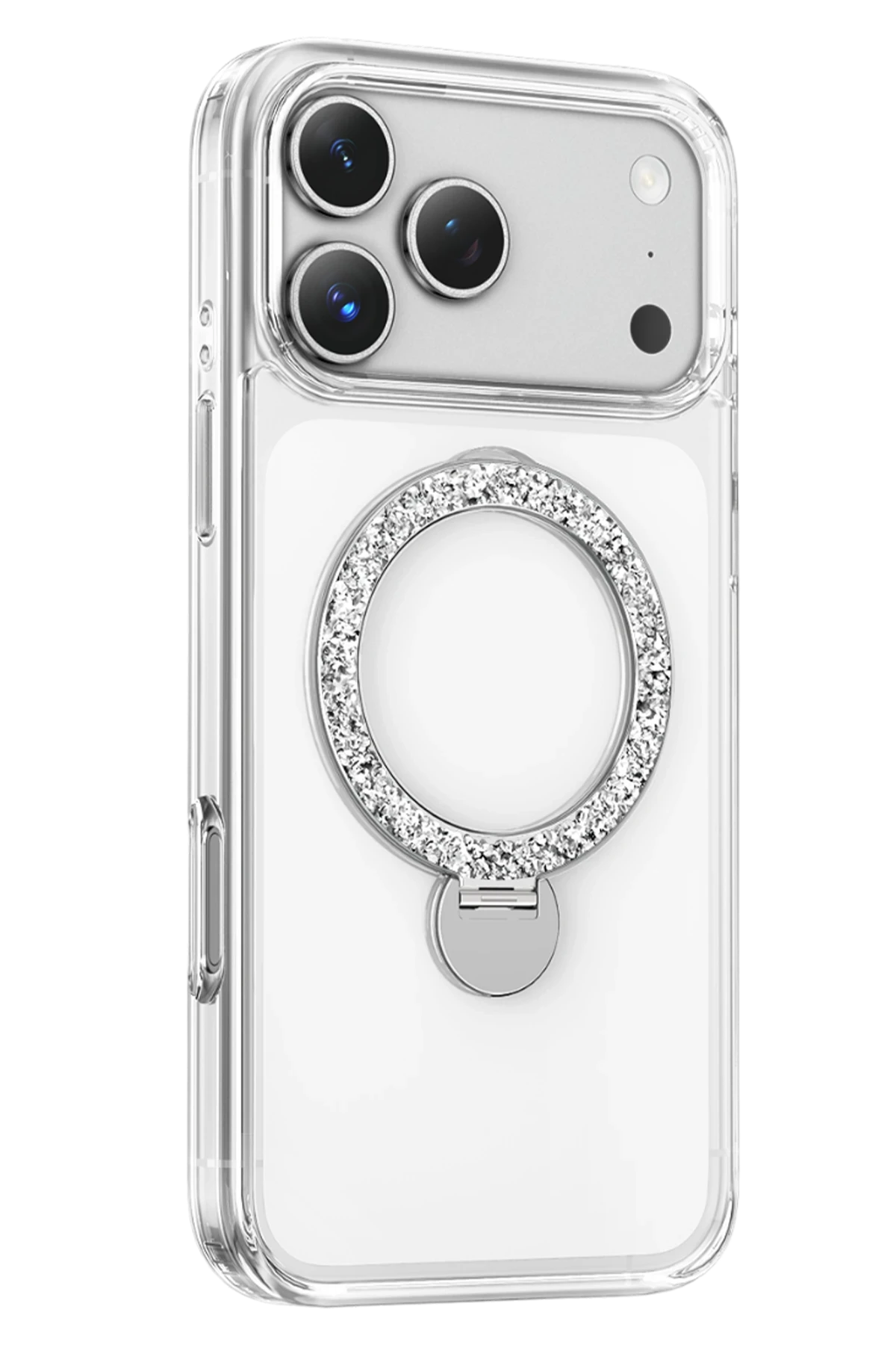 Keephone Apple iPhone 17 Pro Crystal Taşlı 360 Magsafe Standlı Kapak