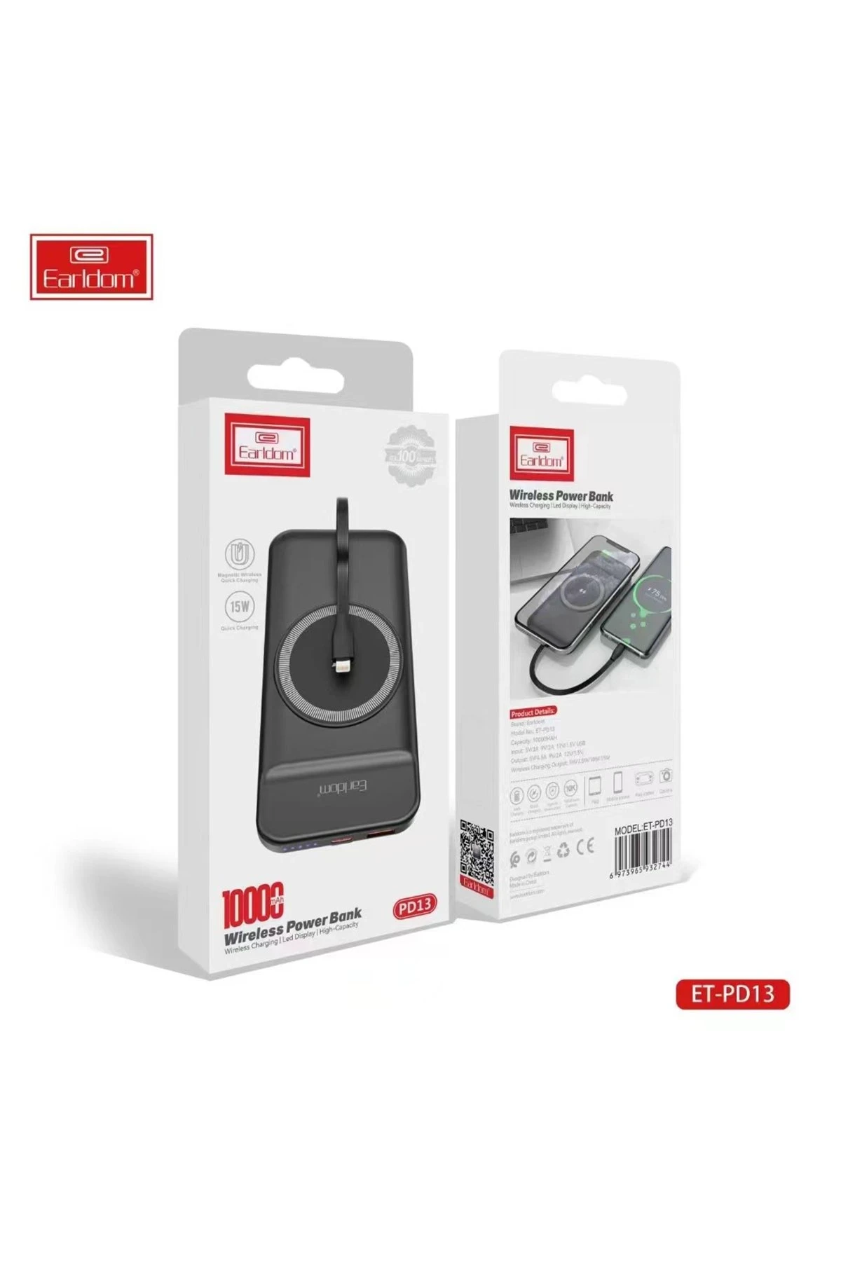 Earldom PD13 10.000 mAh Kablosuz Şarjlı PD Hızlı Şarj Powerbank