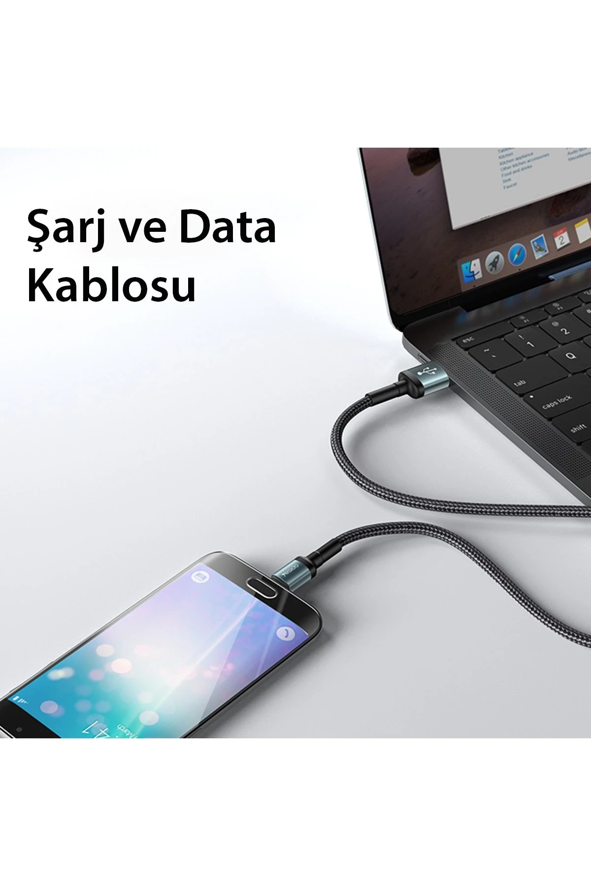 Yesido CA75 2M 2.4A Hasırlı Usb to Lightning Hızlı Şarj Kablosu
