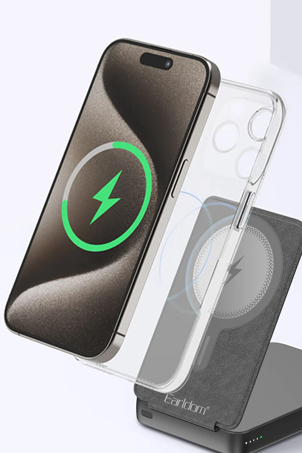 Earldom PD59 10.000 mAh 20W Kablosuz Şarj ve 20W Type-C Çıkışlı PD Hızlı Şarj ve Standlı Powerbank
