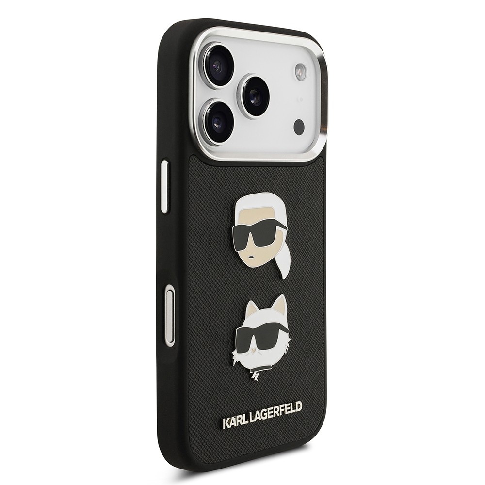 Apple iPhone 17 Pro Max Kılıf Karl Lagerfeld Orjinal Lisanslı Metal Logolu K&C Heads Pin Kapak
