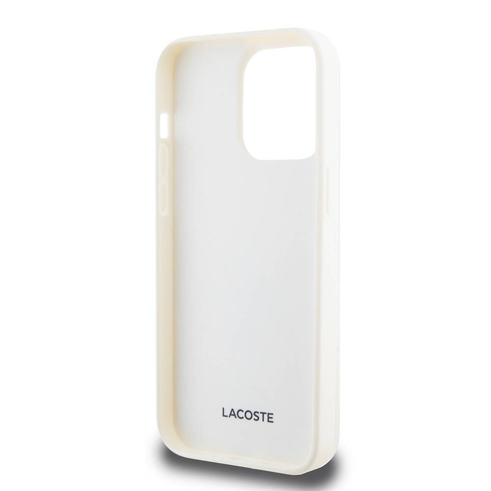 Apple iPhone 15 Pro Kılıf Lacoste Orjinal Lisanslı M-safe Şarj Özellikli PU Deri Görünümlü Kartlıklı Karışık Monogram Desenli Kapak