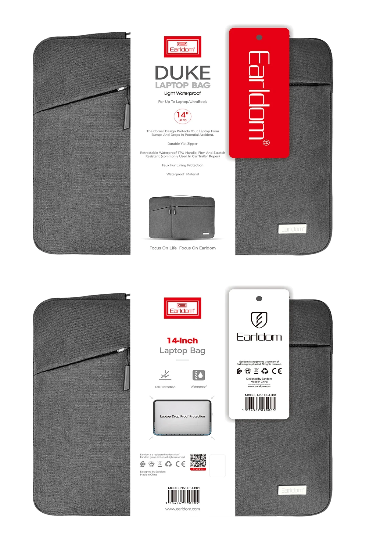 Earldom LB01 Duke Katyonik Kumaş 14 inç Laptop Çantası