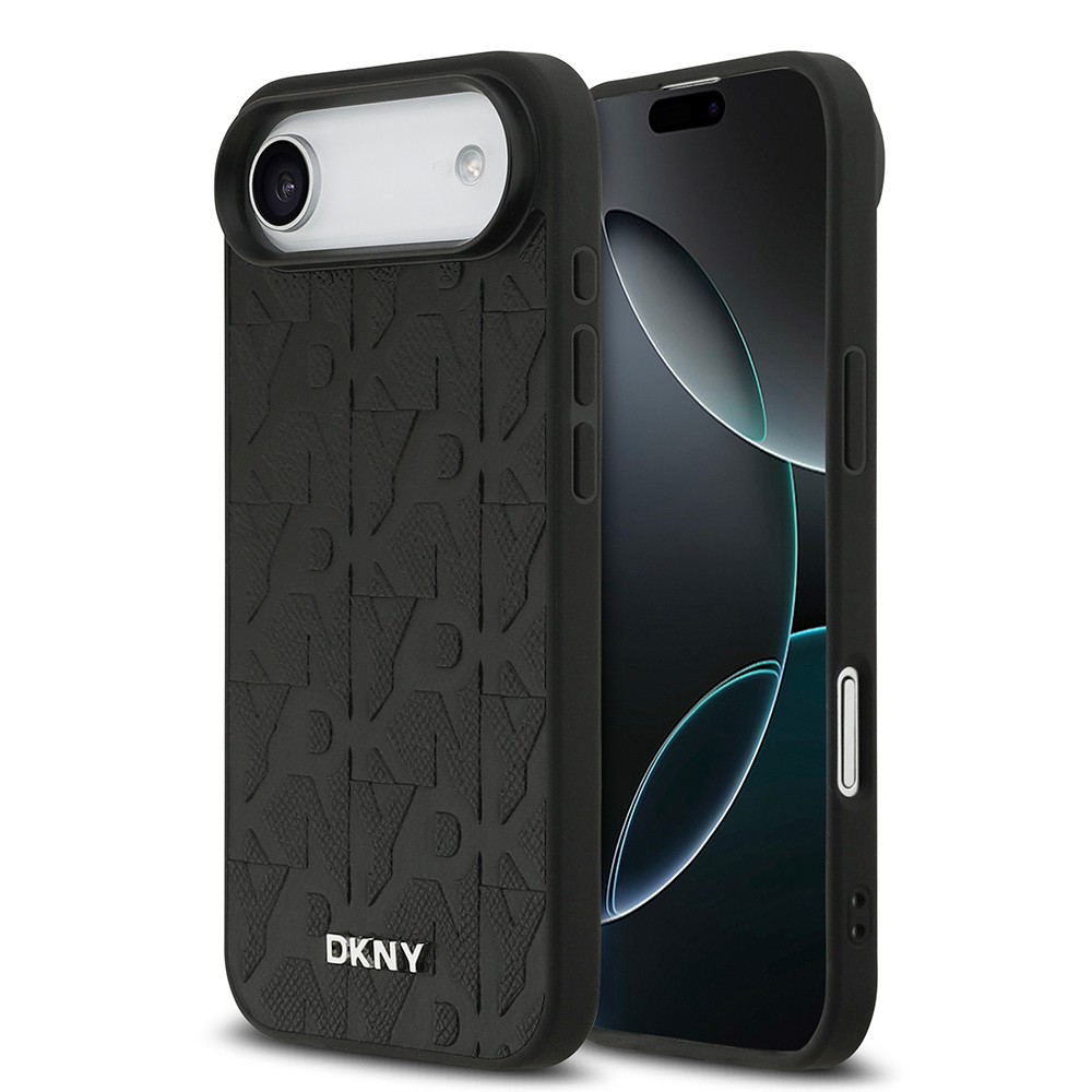 Apple iPhone 17 Air Kılıf DKNY Orjinal Lisanslı M-safe Şarj Özellikli 3D Yazılı Grid Pattern Kapak