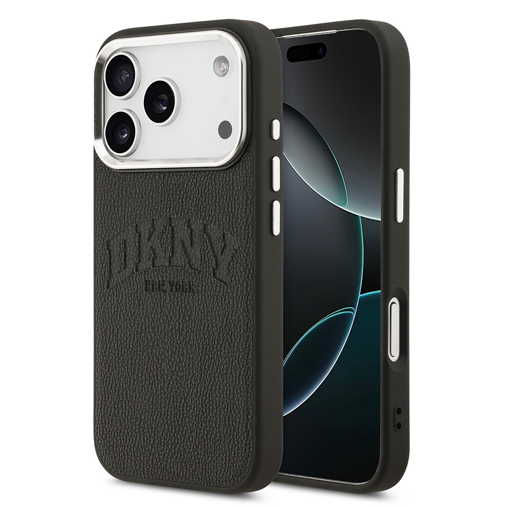 Apple iPhone 17 Pro Kılıf DKNY Orjinal Lisanslı M-safe Şarj Özellikli PU Deri Kabartmalı Kapak