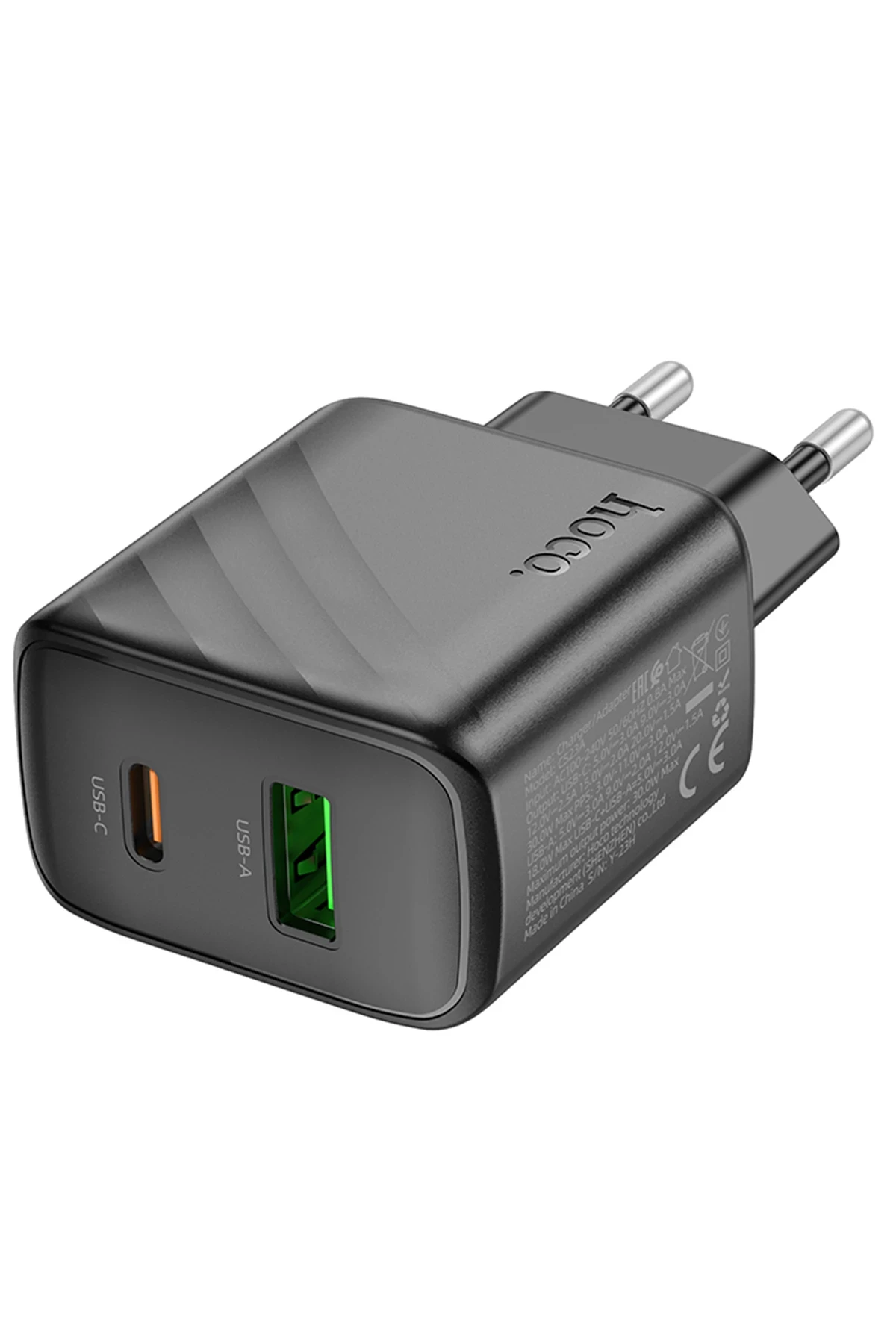 Hoco. CS23A Sunlight 30W 1 Adet Type-C ve 1 Adet USB 3.0 QC Çıkışlı PD Hızlı Şarj Aleti