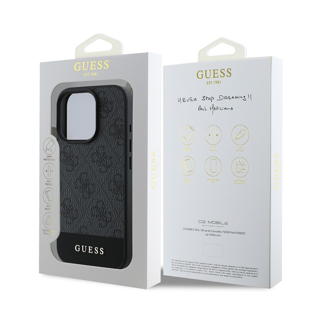 Apple iPhone 16 Pro Kılıf Guess Orjinal Lisanslı PU Deri Şerit Logo Dizaynlı Kapak