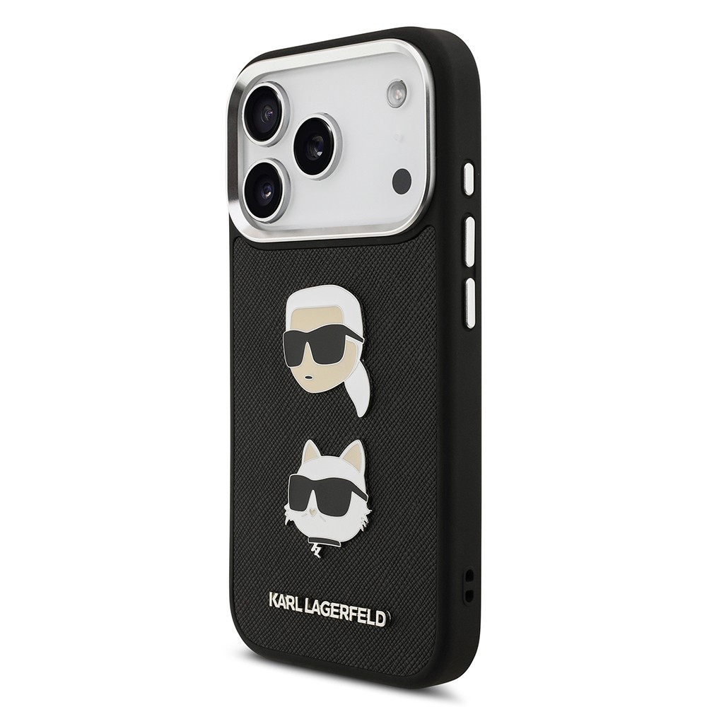 Apple iPhone 17 Pro Kılıf Karl Lagerfeld Orjinal Lisanslı Metal Logolu K&C Heads Pin Kapak
