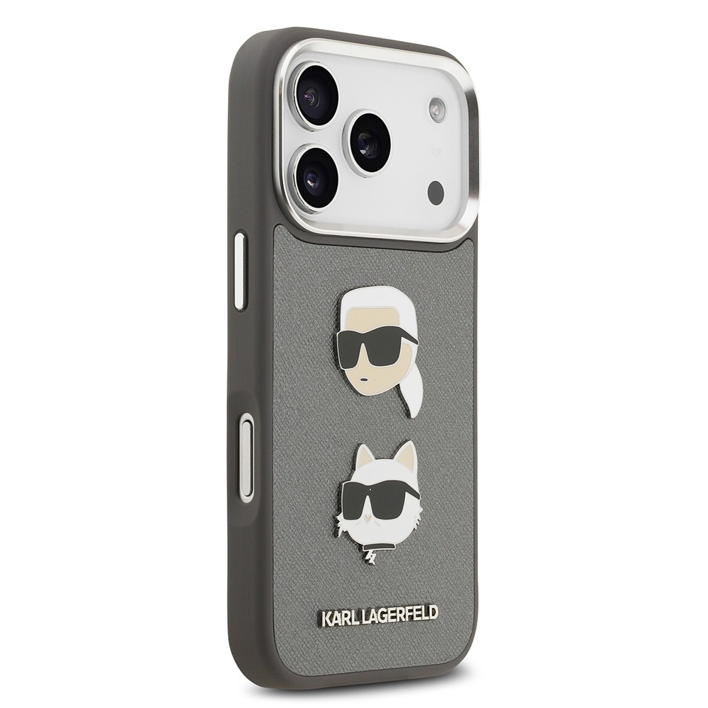 Apple iPhone 17 Pro Max Kılıf Karl Lagerfeld Orjinal Lisanslı Metal Logolu K&C Heads Pin Kapak