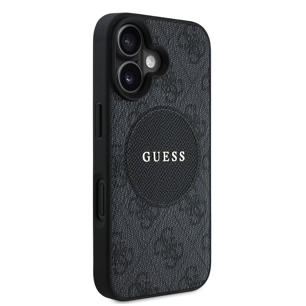 Apple iPhone 16 Kılıf Guess Orjinal Lisanslı M-safe Şarj Özellikli Yazı Logolu Circle Classic Kapak
