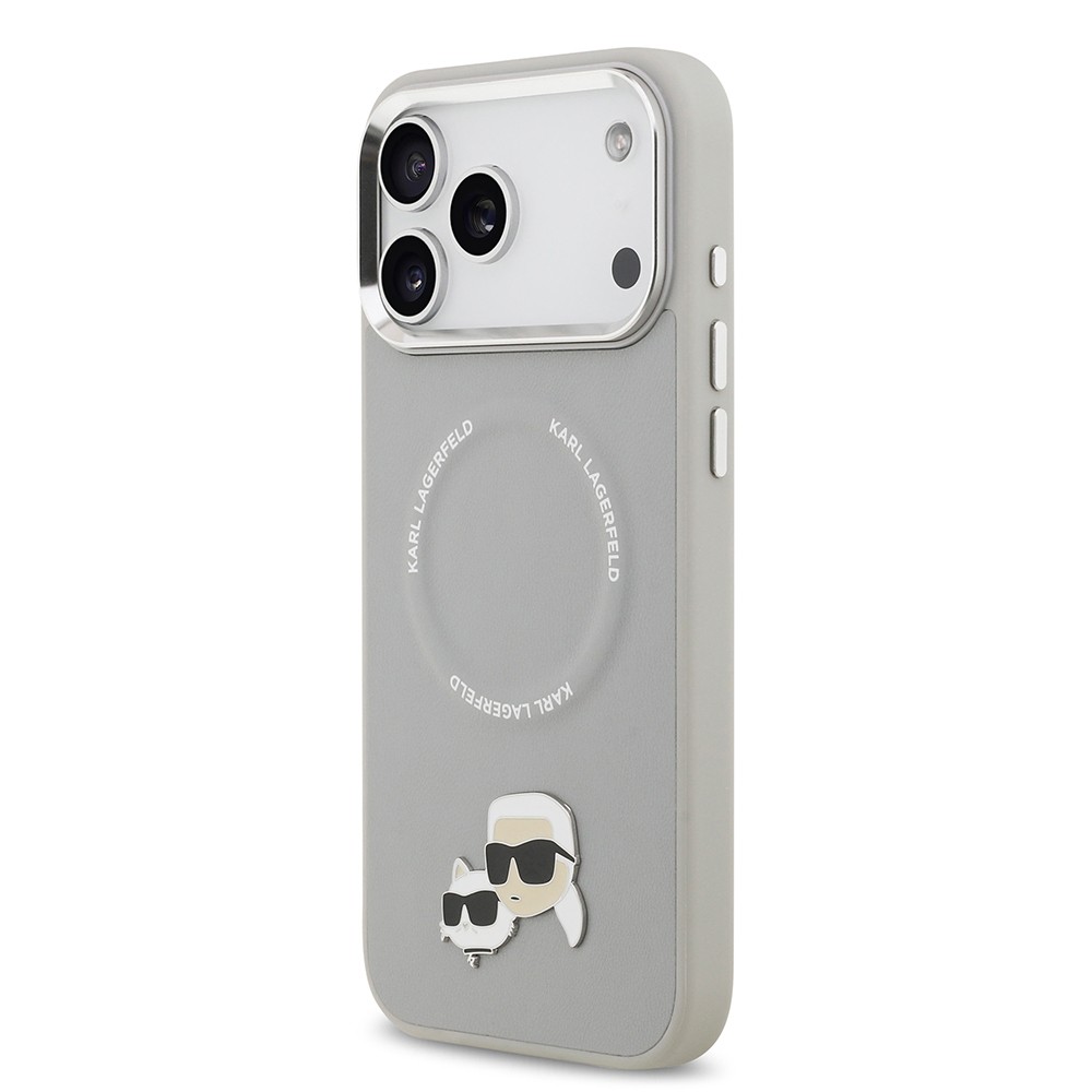 Apple iPhone 17 Pro Kılıf Karl Lagerfeld Orjinal Lisanslı M-safe Şarj Özellikli Metal Kamera ve Buton Tasarımlı K&C PU Deri Kapak