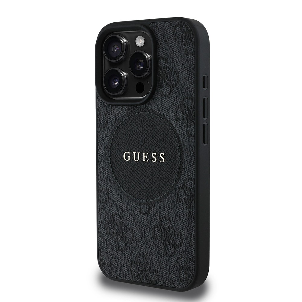 Apple iPhone 16 Pro Kılıf Guess Orjinal Lisanslı M-safe Şarj Özellikli Yazı Logolu Circle Classic Kapak