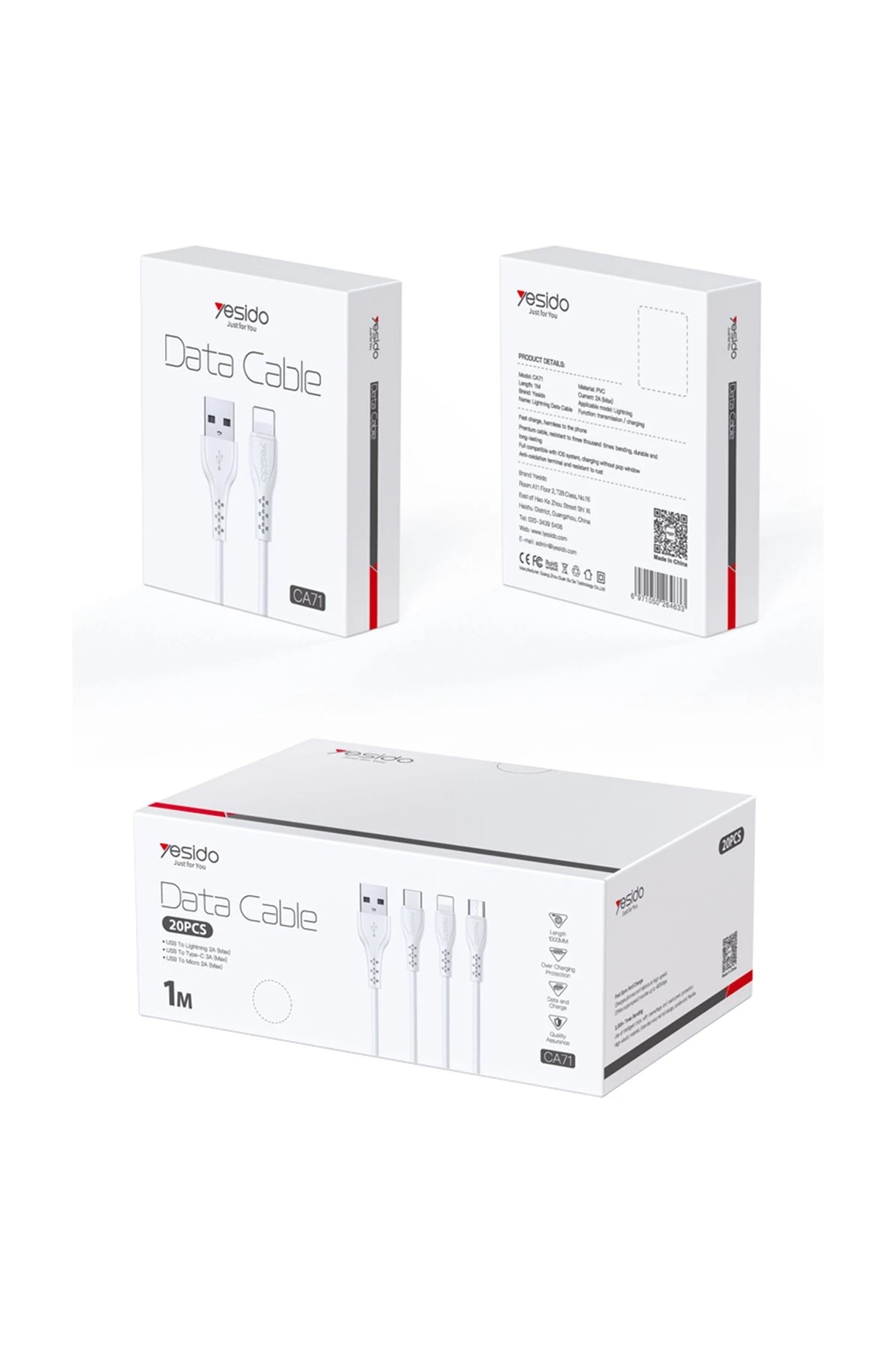 Yesido CA71 1M 2A Usb to Lightning Hızlı Şarj Kablosu