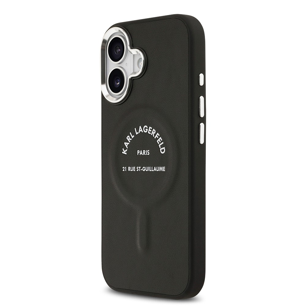 Apple iPhone 17 Kılıf Karl Lagerfeld Orjinal Lisanslı M-safe Şarj Özellikli Metal Kamera ve Buton Tasarımlı Paris RSG PU Deri Kapak