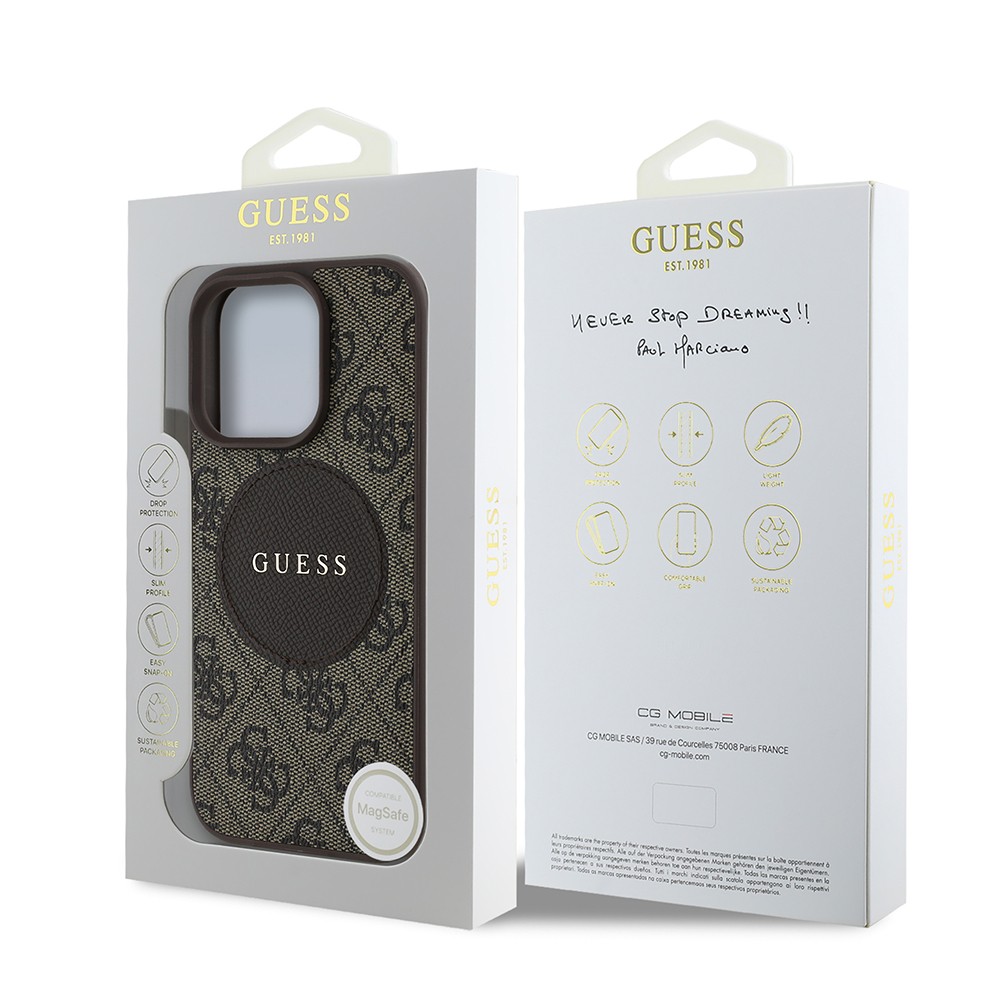 Apple iPhone 16 Pro Max Kılıf Guess Orjinal Lisanslı M-safe Şarj Özellikli Yazı Logolu Circle Classic Kapak