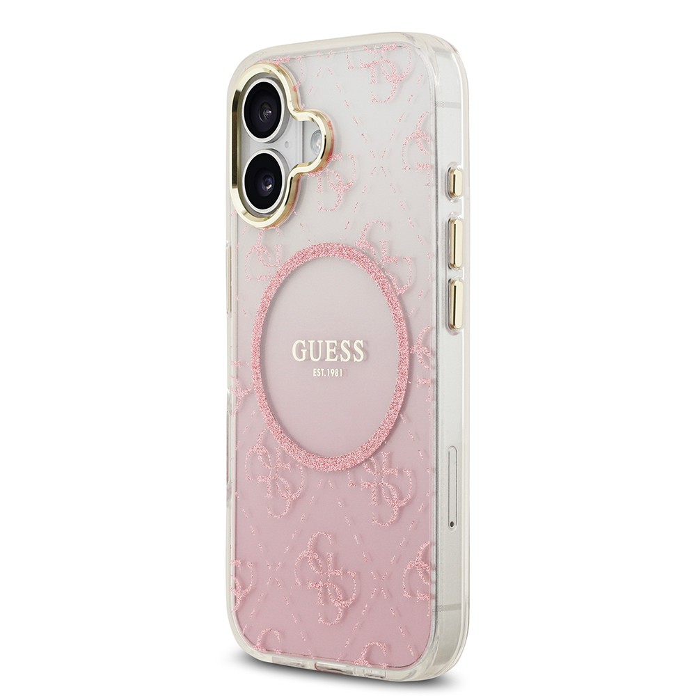 Apple iPhone 17 Kılıf Guess Orjinal Lisanslı M-safe Şarj Özellikli 4G Desenli Simli Silikon Kapak