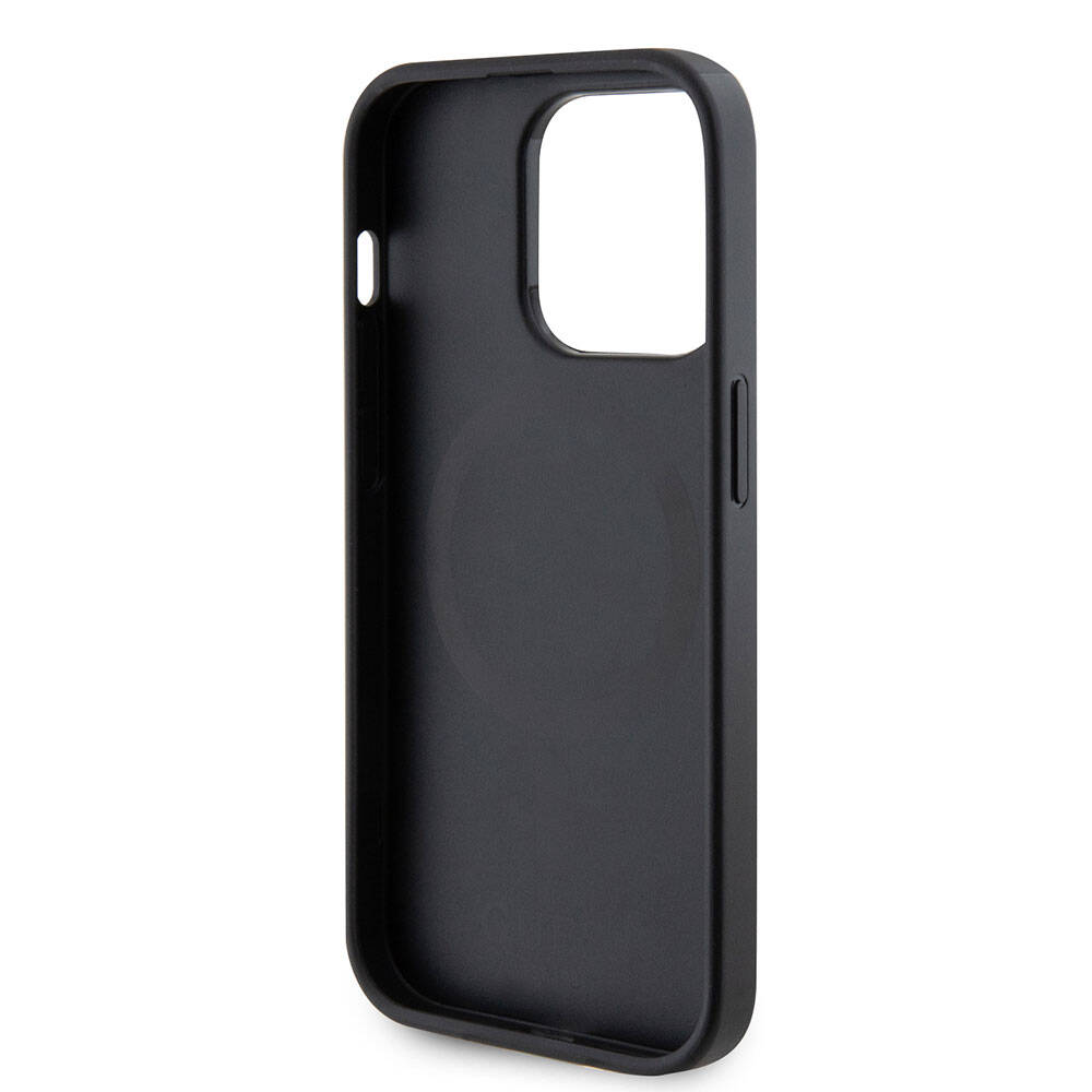 Apple iPhone 15 Pro Max Kılıf Guess Orjinal Lisanslı M-safe Şarj Özellikli Yazı Logolu Saffiano Kapak