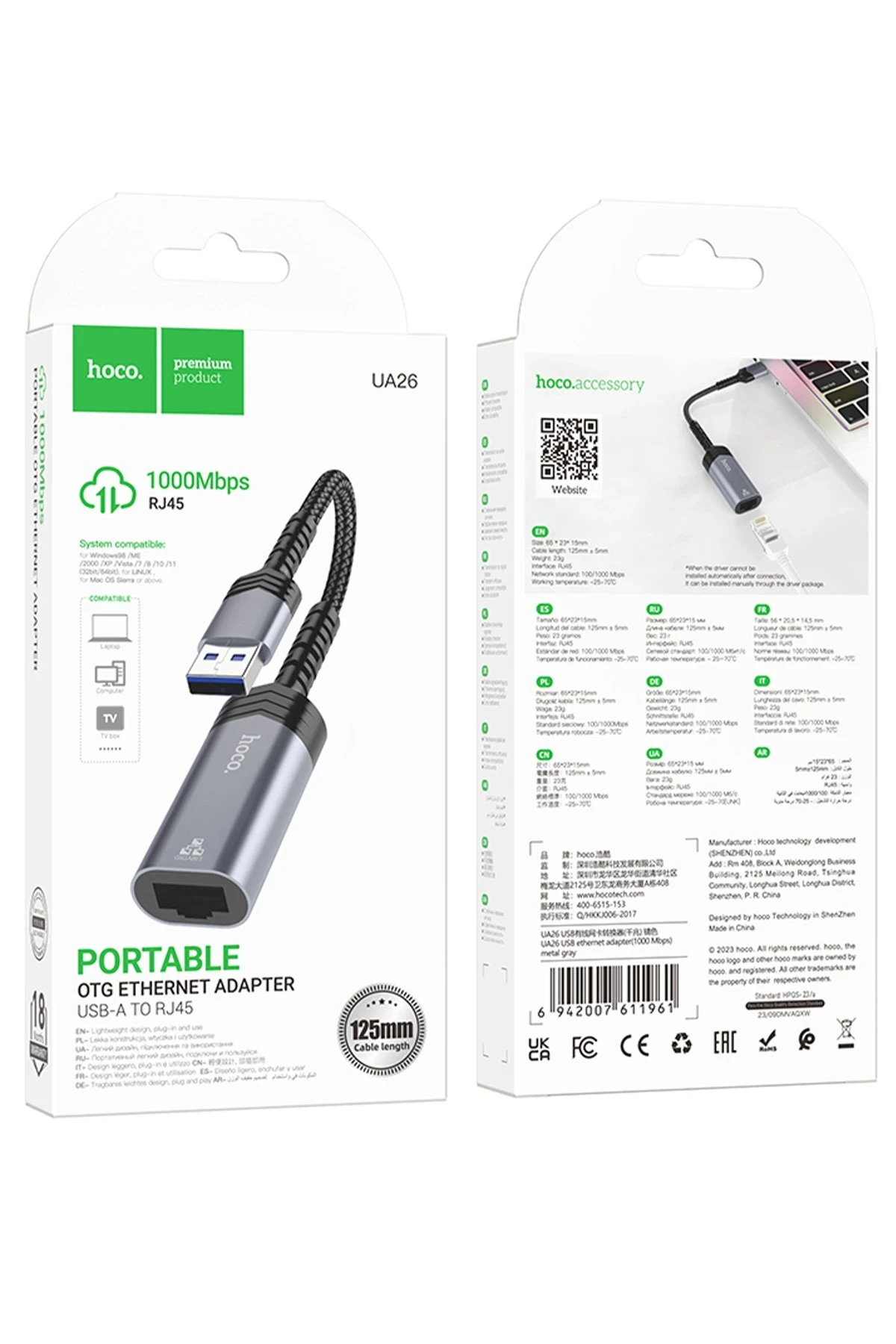 Hoco. UA26 Tak Çalıştır USB to RJ45 1000 Mbps Ethernet Dönüştürücü