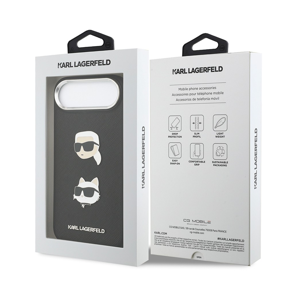 Apple iPhone 17 Air Kılıf Karl Lagerfeld Orjinal Lisanslı Metal Logolu K&C Heads Pin Kapak