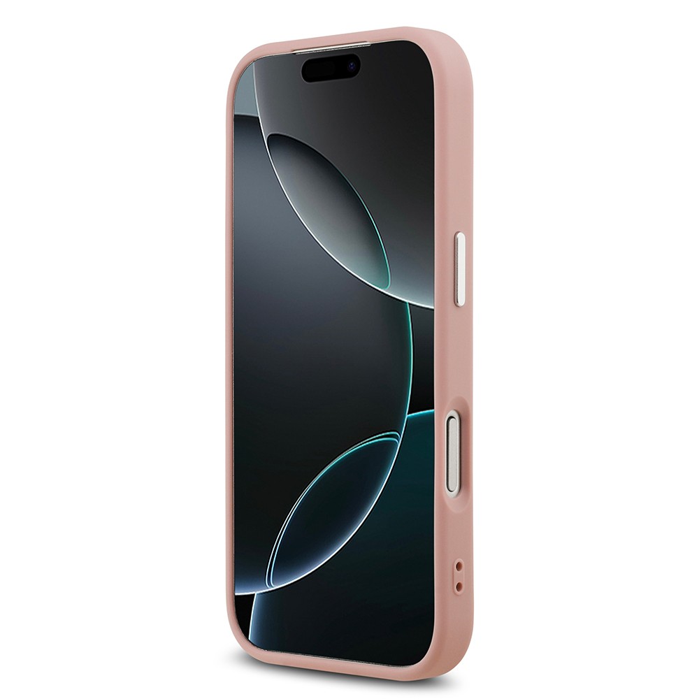 Apple iPhone 17 Pro Kılıf Guess Orjinal Lisanslı M-safe Şarj Özellikli Metal Kamera Çerçeveli Üçgen Logolu Glitter Kapak