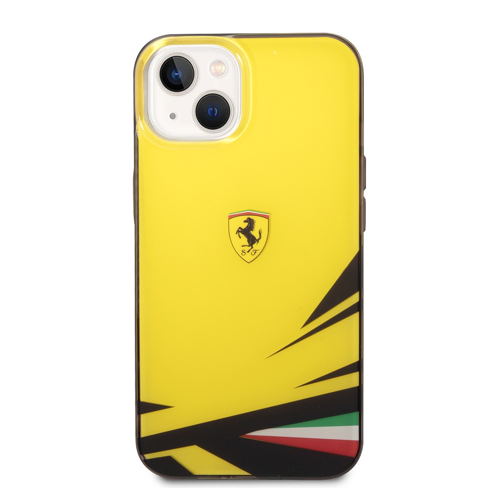Apple iPhone 14 Kılıf Ferrari Orjinal Lisanslı Baskı Logolu İtalyan Bayrak Baskılı Dizayn Kapak