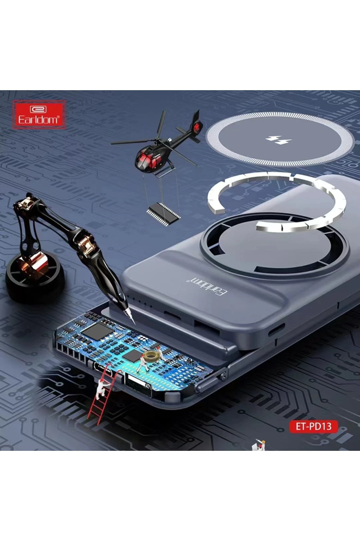 Earldom PD13 10.000 mAh Kablosuz Şarjlı PD Hızlı Şarj Powerbank