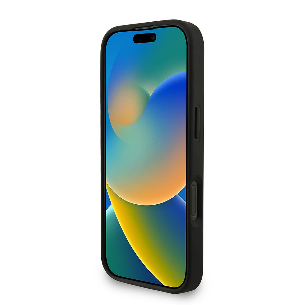 Apple iPhone 16 Pro Kılıf Guess Orjinal Lisanslı M-safe Şarj Özellikli PU Deri Bilek Askı İpli Yazı Logolu Kapak