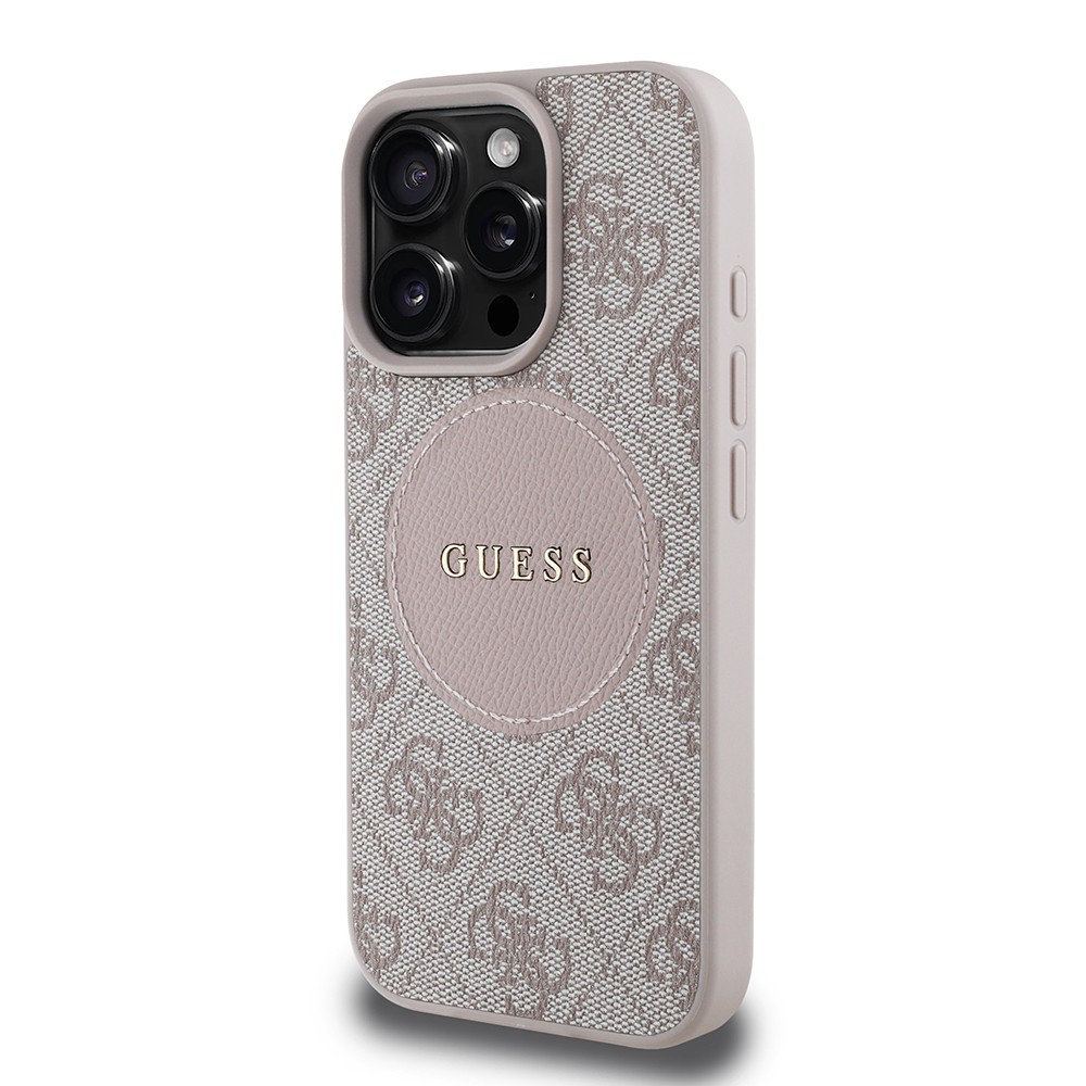 Apple iPhone 16 Pro Max Kılıf Guess Orjinal Lisanslı M-safe Şarj Özellikli Yazı Logolu Circle Classic Kapak