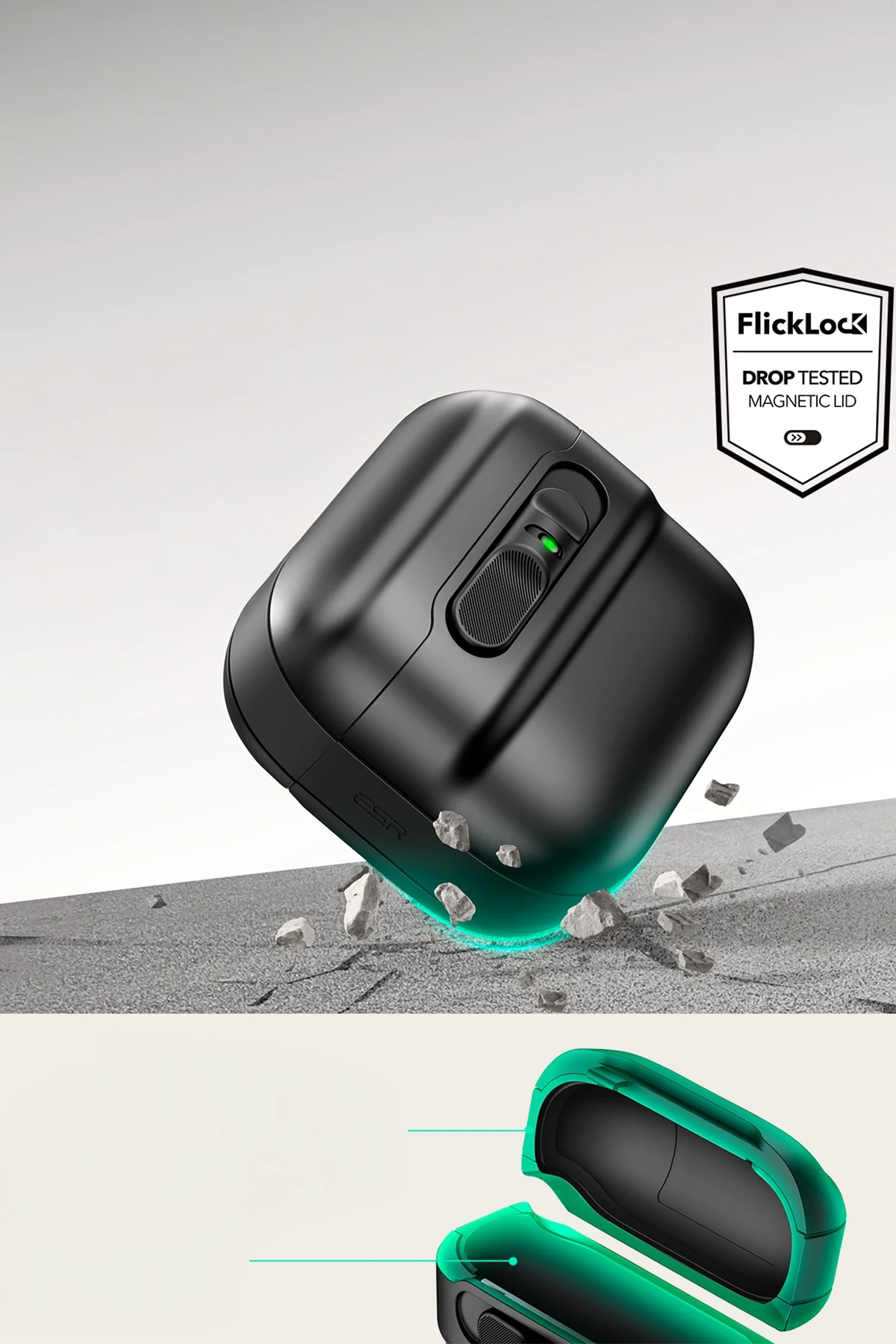 ESR Apple Airpods 4 (4.nesil) Pulse FlickLock Magsafe Şarj Destekli Kilitli Kılıf