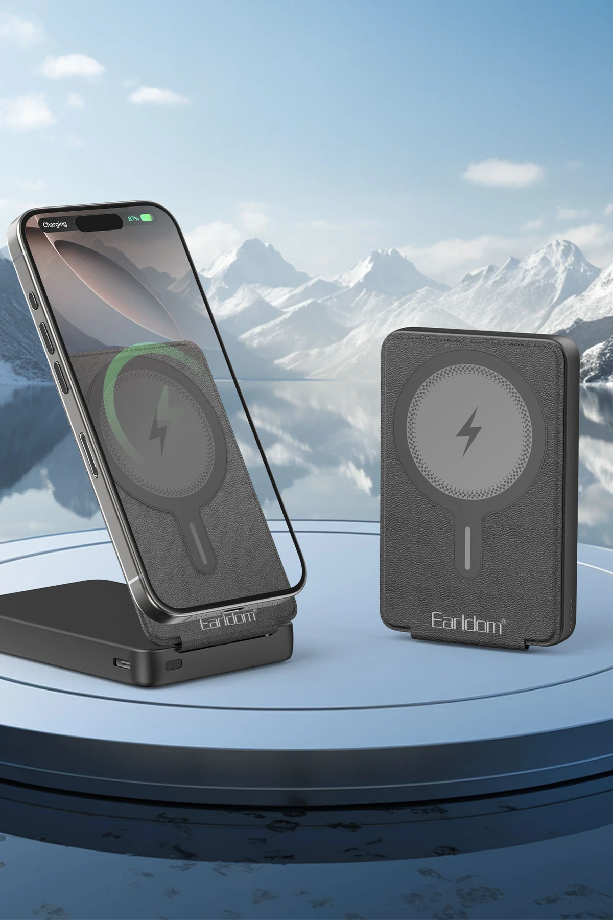 Earldom PD59 10.000 mAh 20W Kablosuz Şarj ve 20W Type-C Çıkışlı PD Hızlı Şarj ve Standlı Powerbank