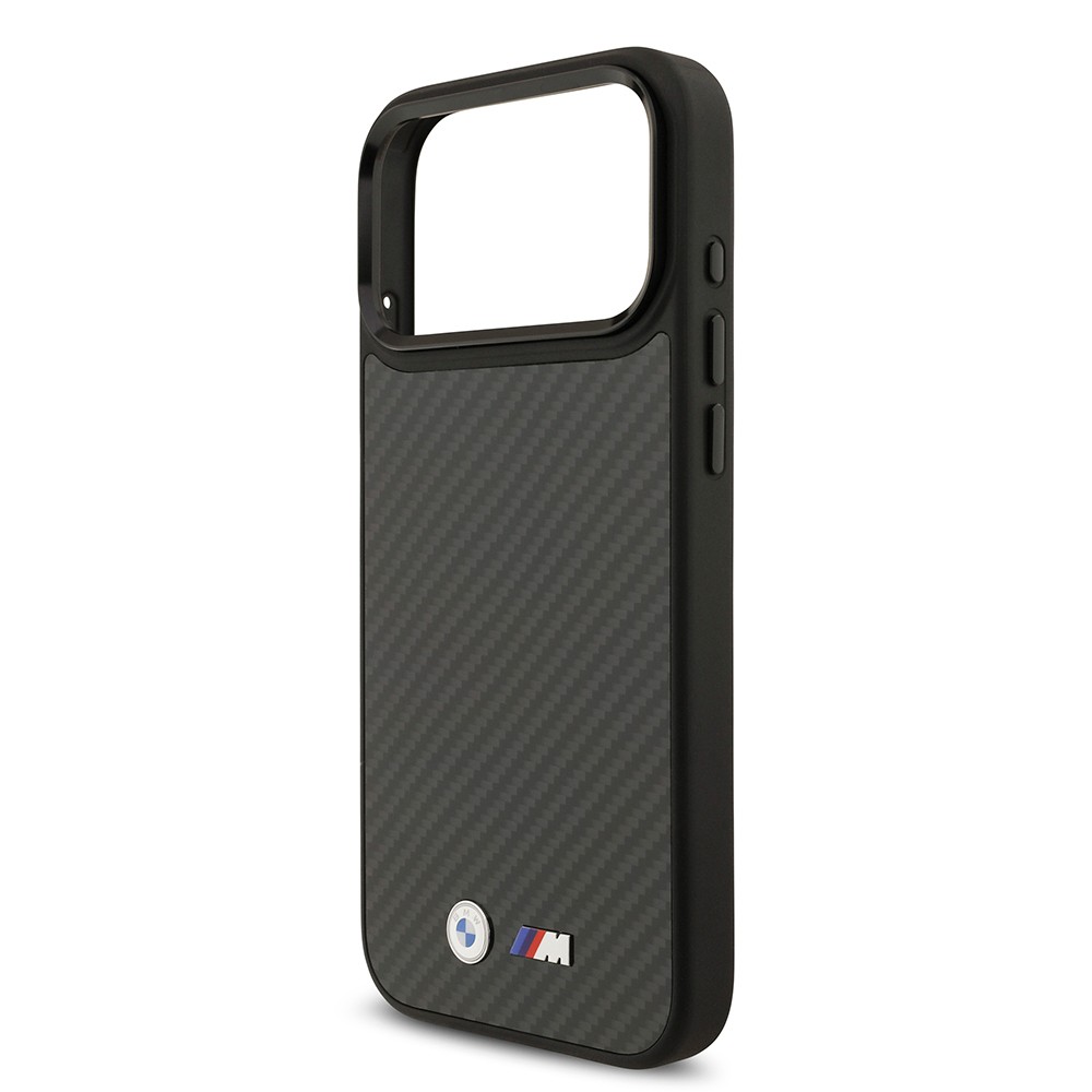 Apple iPhone 17 Pro Max Kılıf BMW Orjinal Lisanslı M-safe Şarj Özellikli Karbon Fiber Metal Logolu Kapak