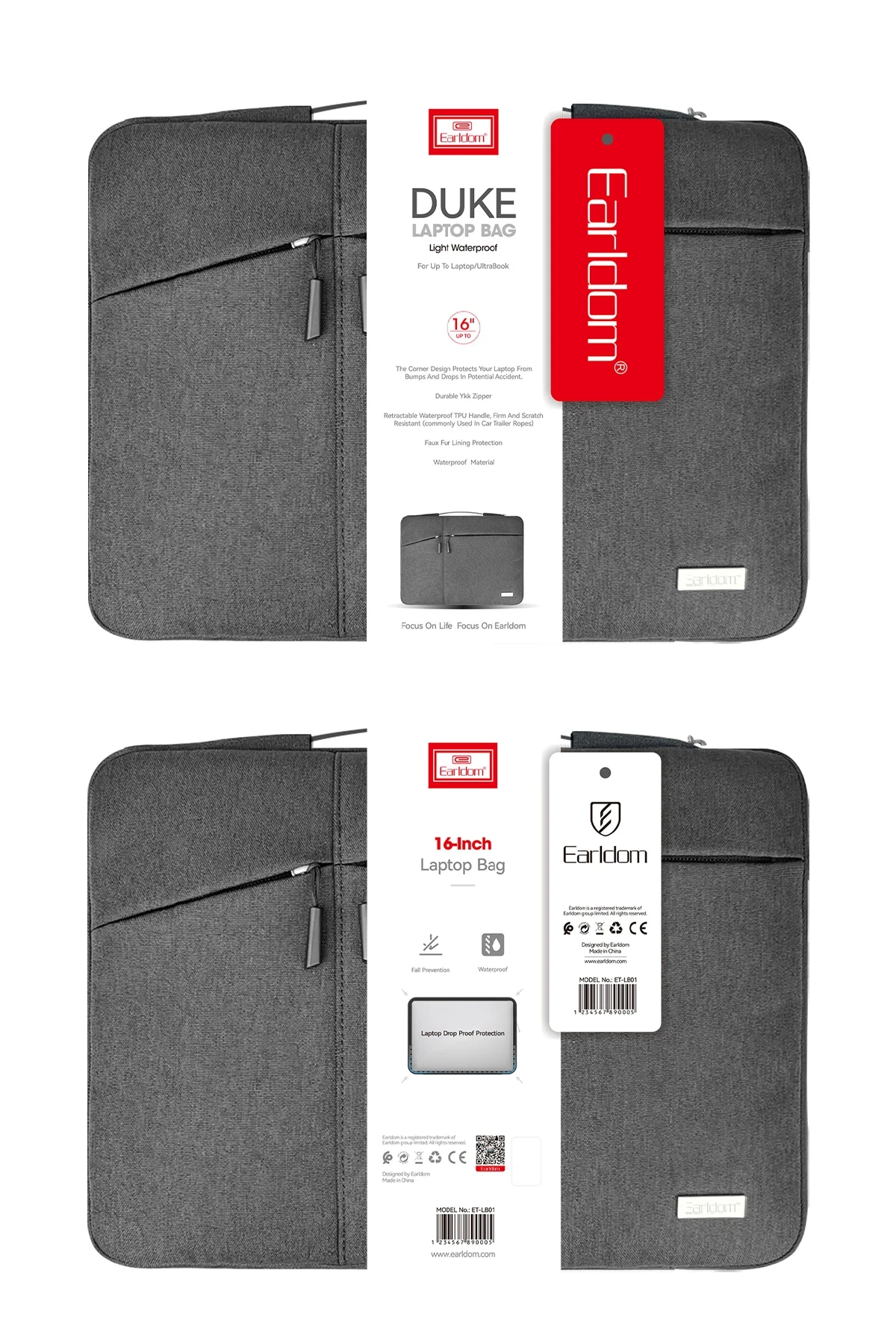Earldom LB01 Duke Katyonik Kumaş 16 inç Laptop Çantası