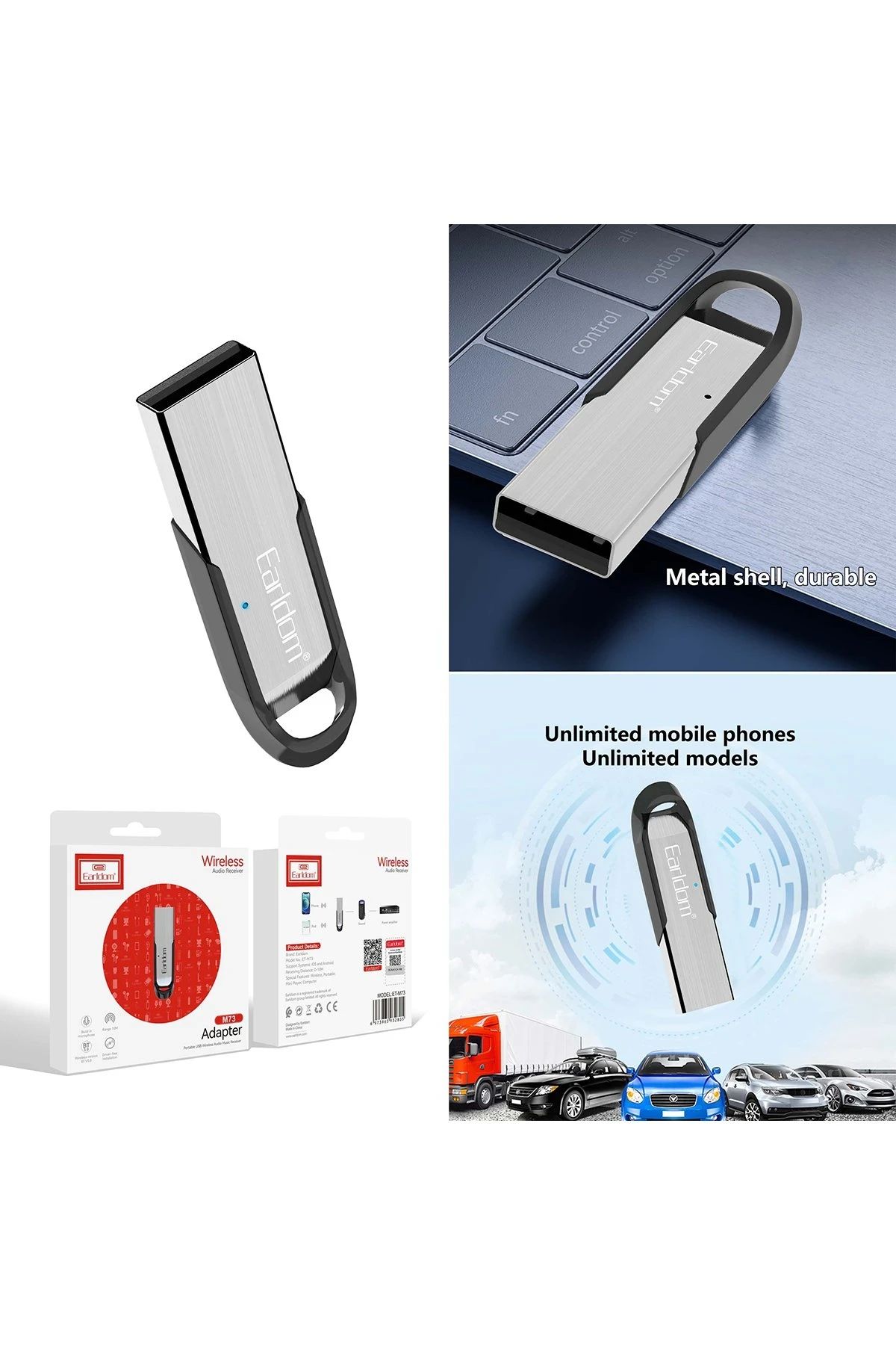 Earldom M73 Bluetooth 5.0 Usb Aux Dönüştürücü