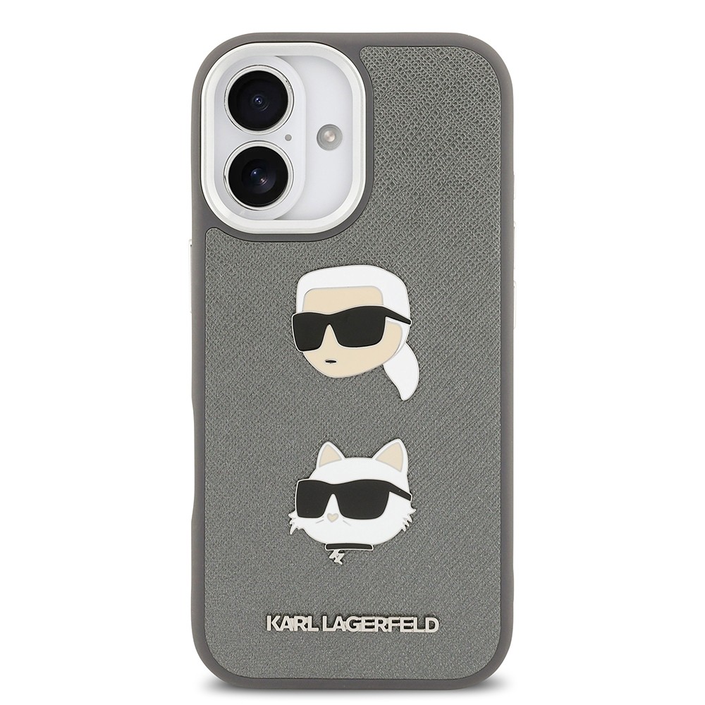 Apple iPhone 17 Kılıf Karl Lagerfeld Orjinal Lisanslı Metal Logolu K&C Heads Pin Kapak