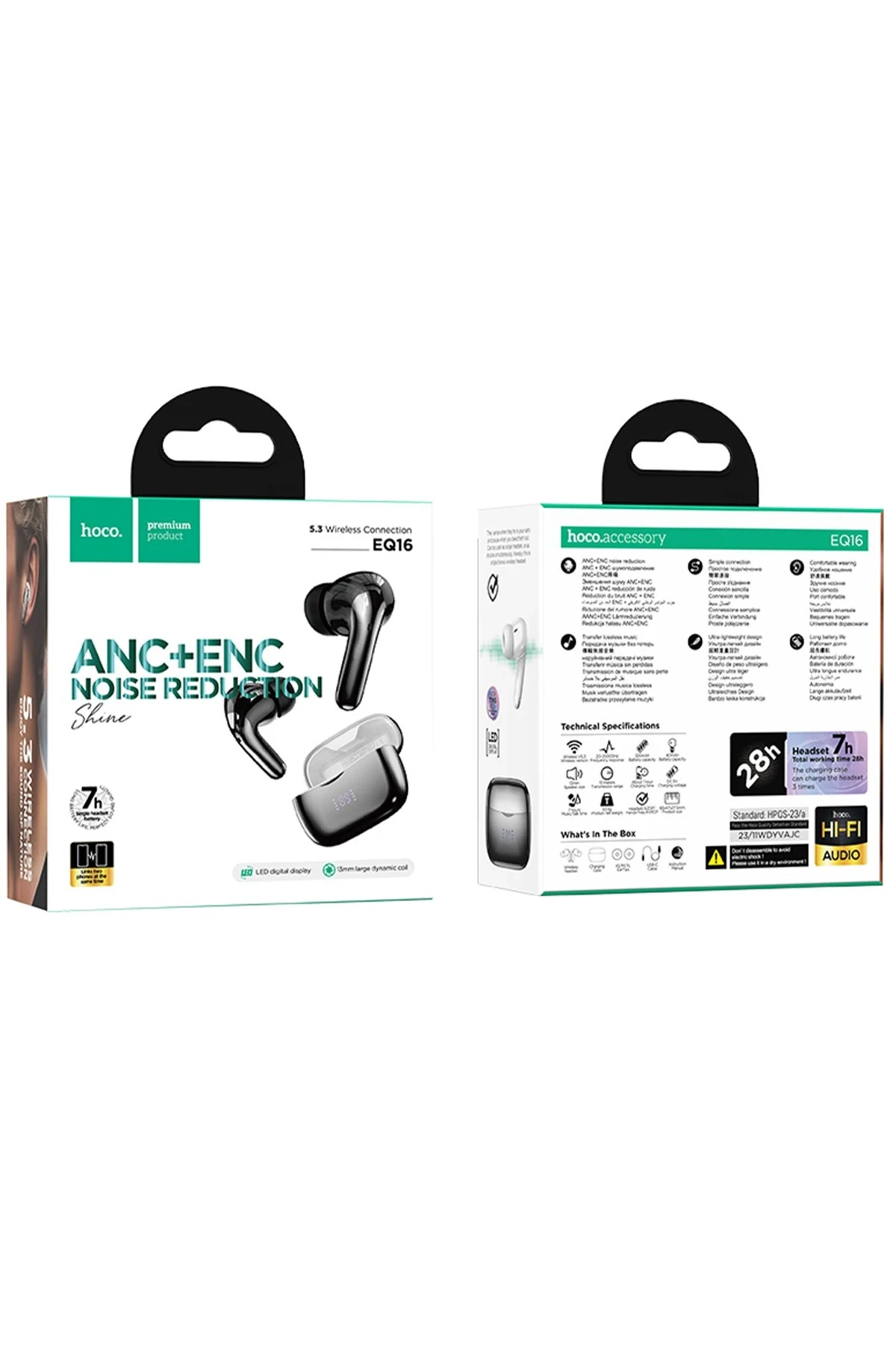 Hoco. EQ16 Aktif Gürültü Engelleyici Özellikli Bluetooth 5.3 Kablosuz TWS Airpods Kulaklık