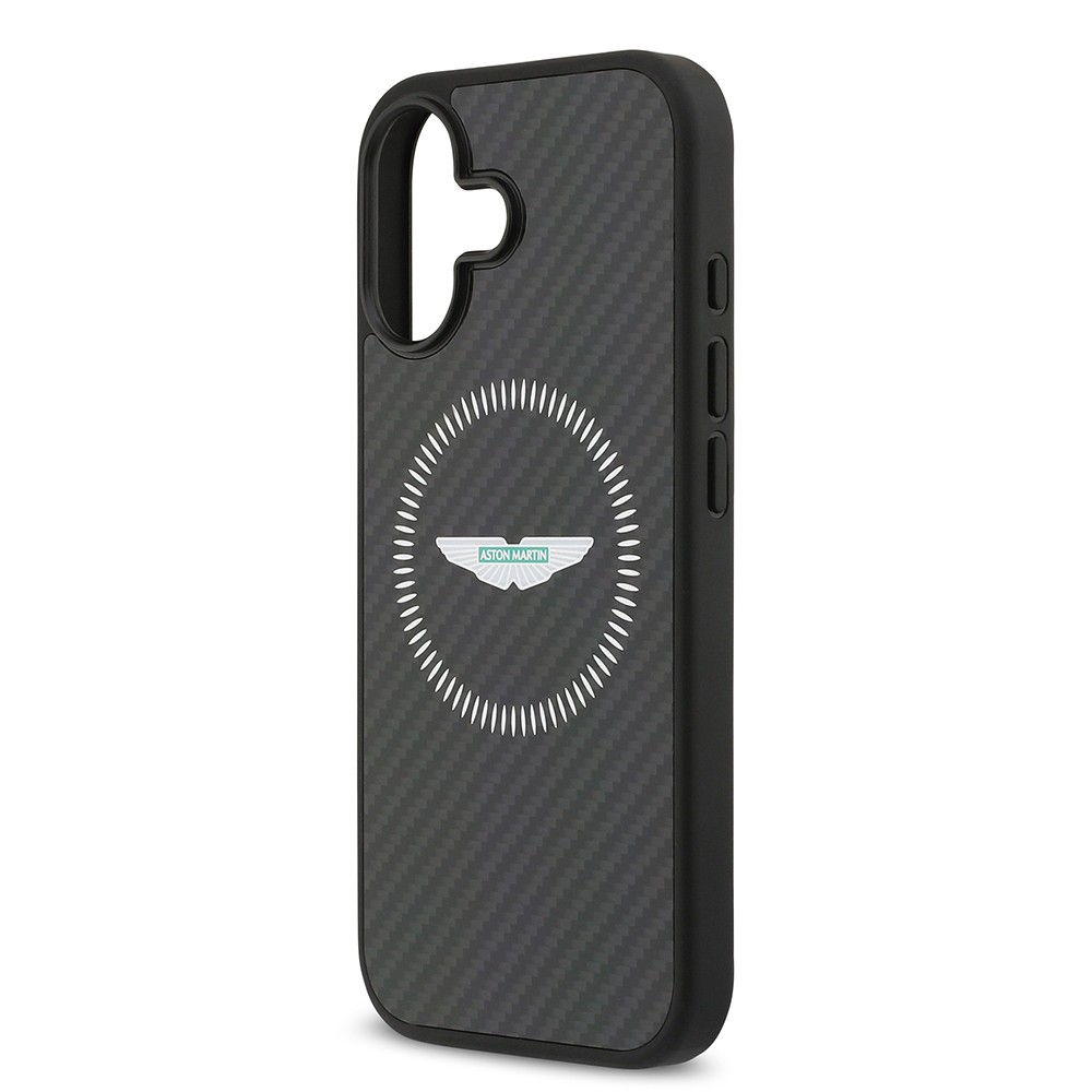 Apple iPhone 17 Kılıf Aston Martin Orjinal Lisanslı M-safe Şarj Özellikli Karbon Fiber Kapak