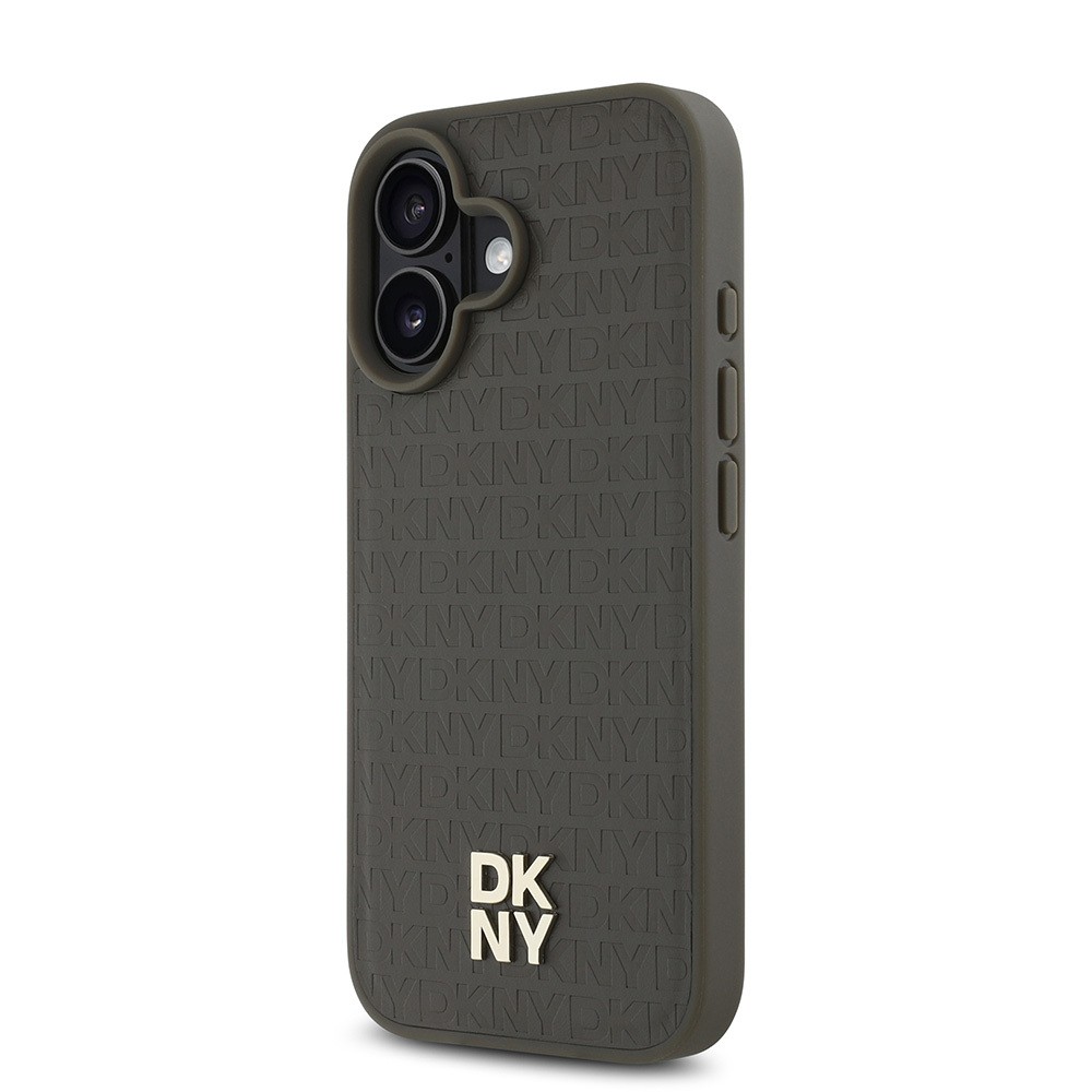 Apple iPhone 16 Kılıf DKNY Orjinal Lisanslı M-safe Şarj Özellikli 3D Yazılı Repeat Pattern Kapak