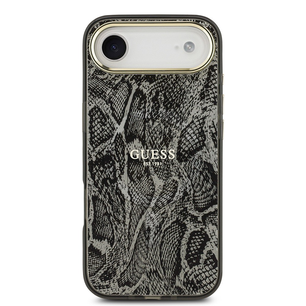 Apple iPhone 17 Air Kılıf Guess Orjinal Lisanslı M-safe Şarj Özellikli Yazı Logolu Python Desenli Kapak