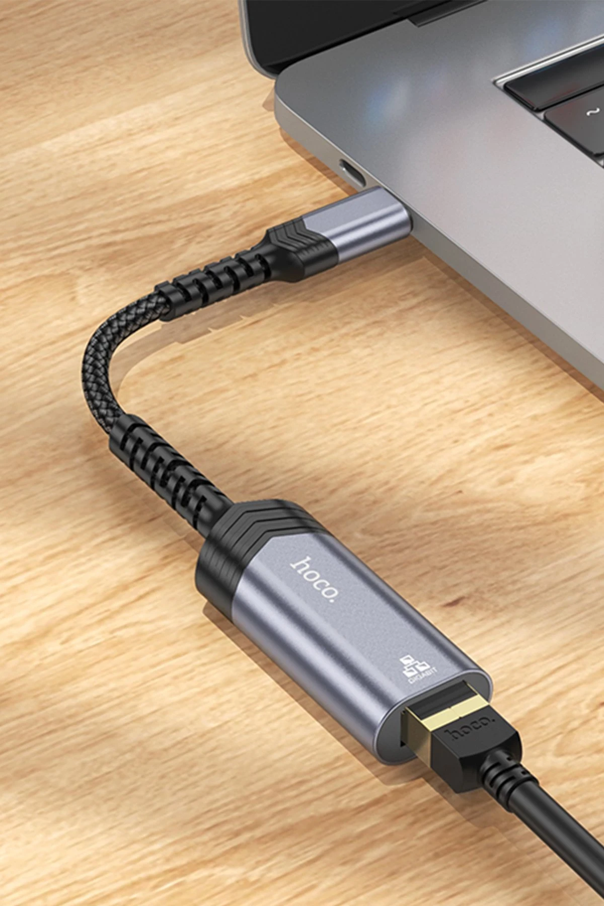 Hoco. UA26 Tak Çalıştır Type-C to RJ45 1000 Mbps Ethernet Dönüştürücü