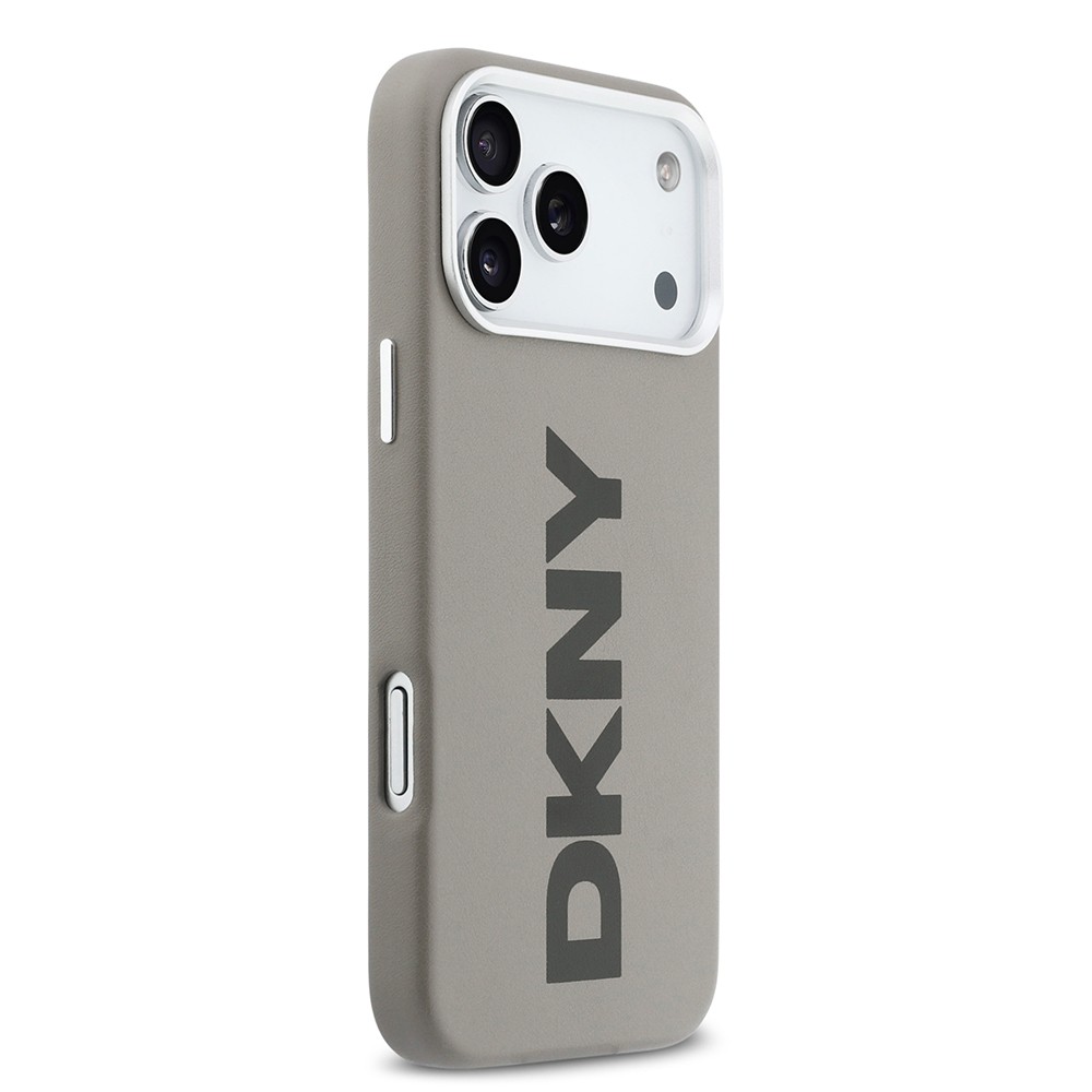 Apple iPhone 17 Pro Max Kılıf DKNY Orjinal Lisanslı M-safe Şarj Özellikli PU Büyük Dikey Logolu Kapak