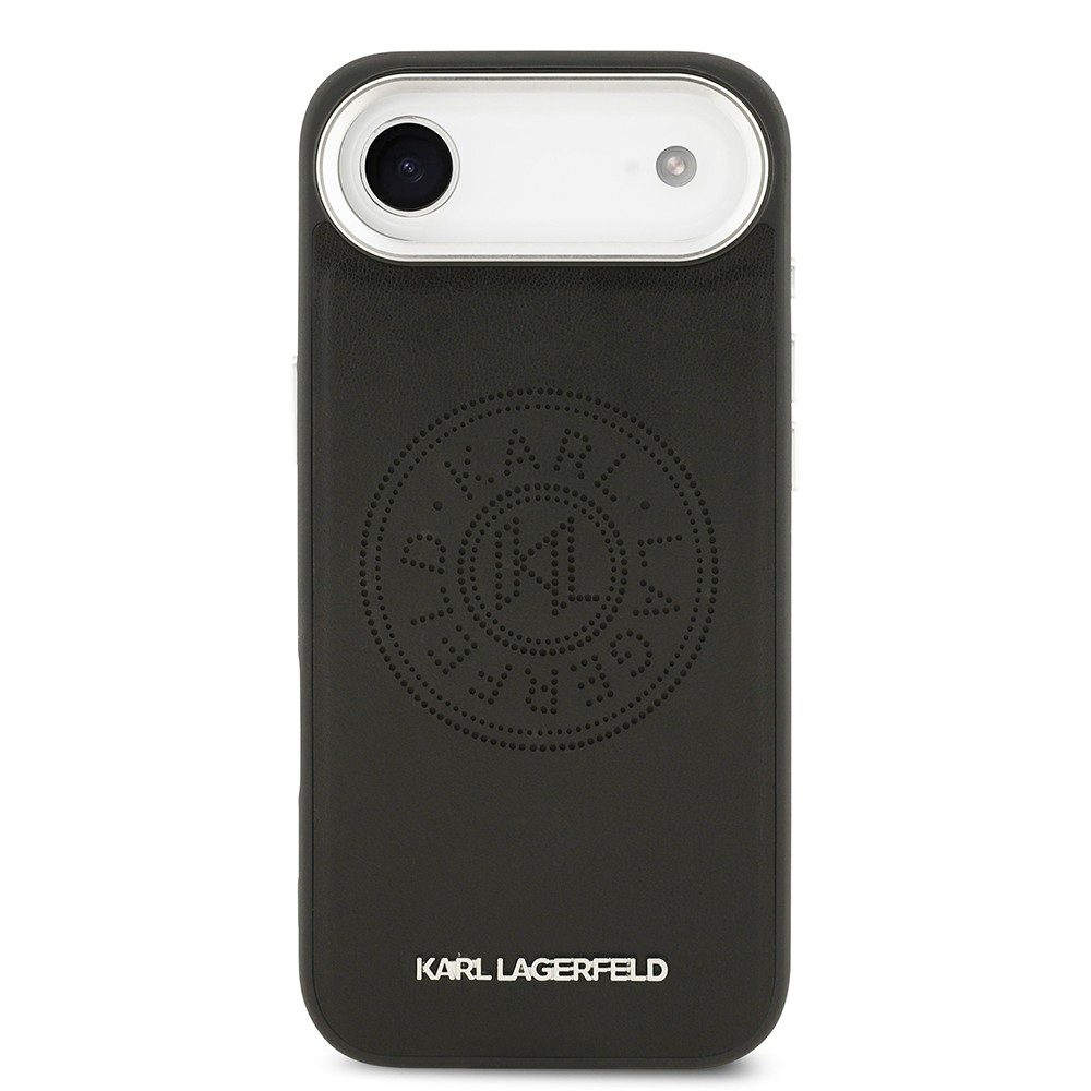 Apple iPhone 17 Air Kılıf Karl Lagerfeld Orjinal Lisanslı M-safe Şarj Özellikli Delikli Tasarım Metal Logolu PU Deri Kapak